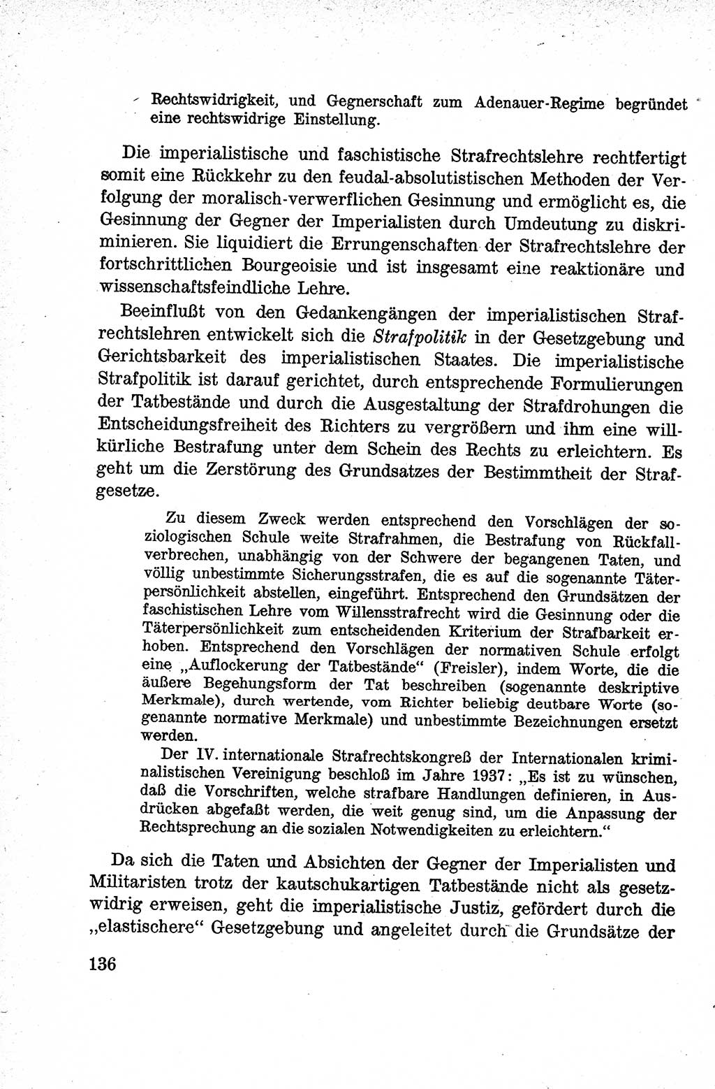 Lehrbuch des Strafrechts der Deutschen Demokratischen Republik (DDR), Allgemeiner Teil 1959, Seite 136 (Lb. Strafr. DDR AT 1959, S. 136)