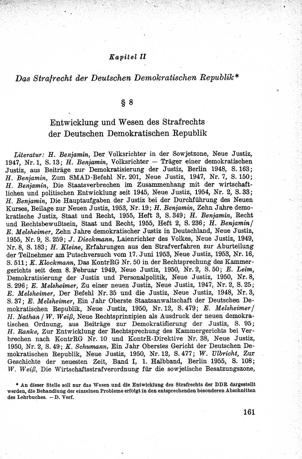 Lehrbuch des Strafrechts der Deutschen Demokratischen Republik (DDR), Allgemeiner Teil 1959, Seite 161 (Lb. Strafr. DDR AT 1959, S. 161)