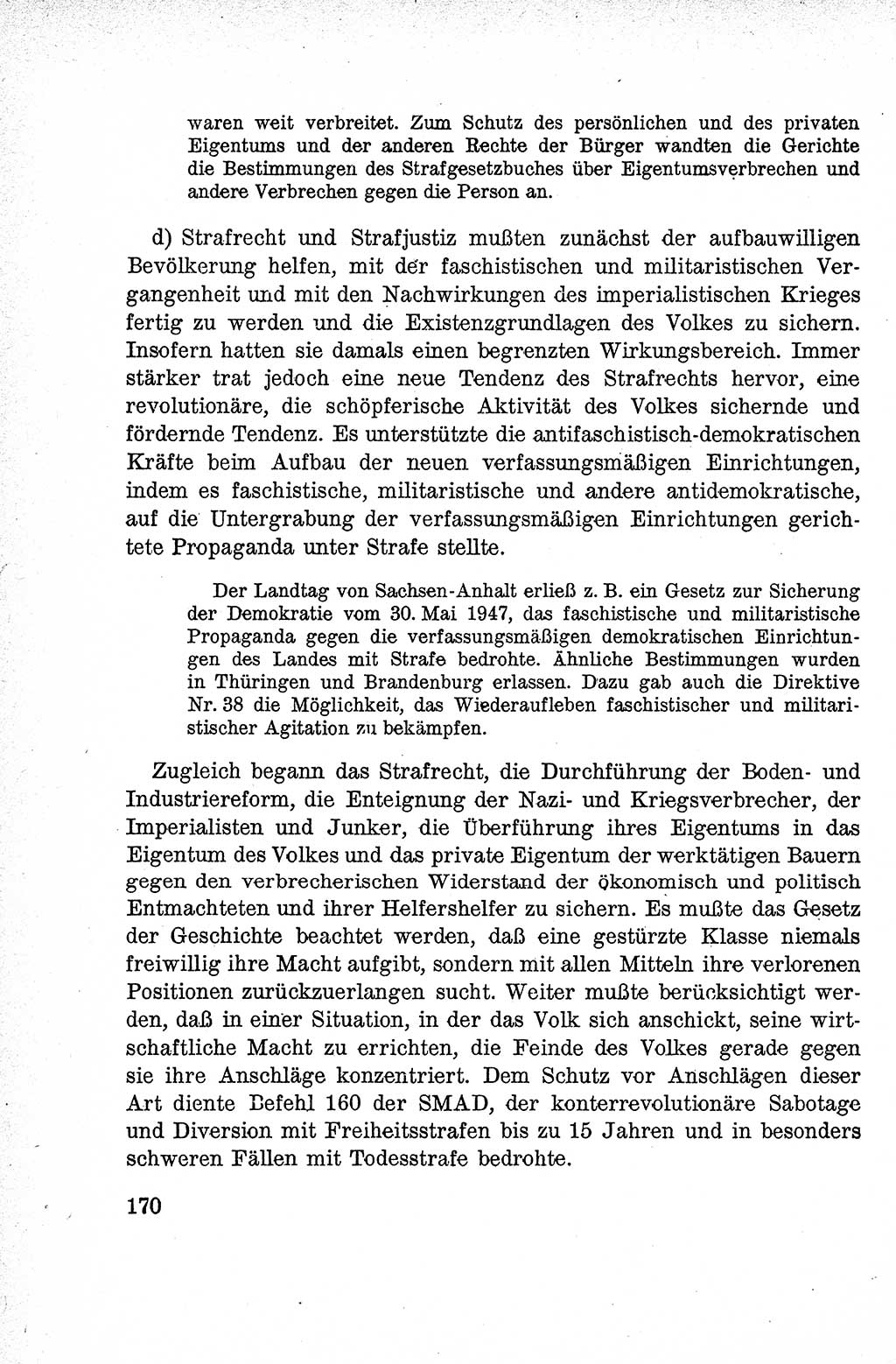 Lehrbuch des Strafrechts der Deutschen Demokratischen Republik (DDR), Allgemeiner Teil 1959, Seite 170 (Lb. Strafr. DDR AT 1959, S. 170)