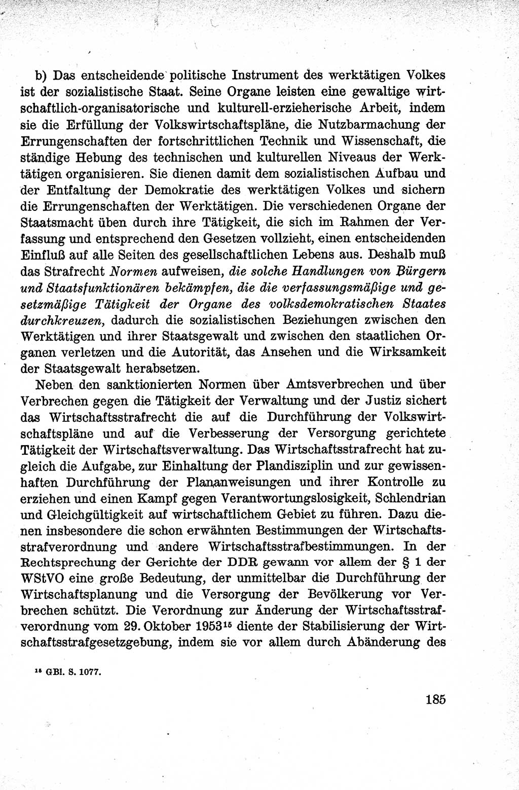 Lehrbuch des Strafrechts der Deutschen Demokratischen Republik (DDR), Allgemeiner Teil 1959, Seite 185 (Lb. Strafr. DDR AT 1959, S. 185)