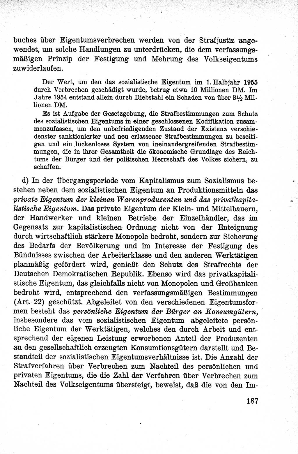 Lehrbuch des Strafrechts der Deutschen Demokratischen Republik (DDR), Allgemeiner Teil 1959, Seite 187 (Lb. Strafr. DDR AT 1959, S. 187)