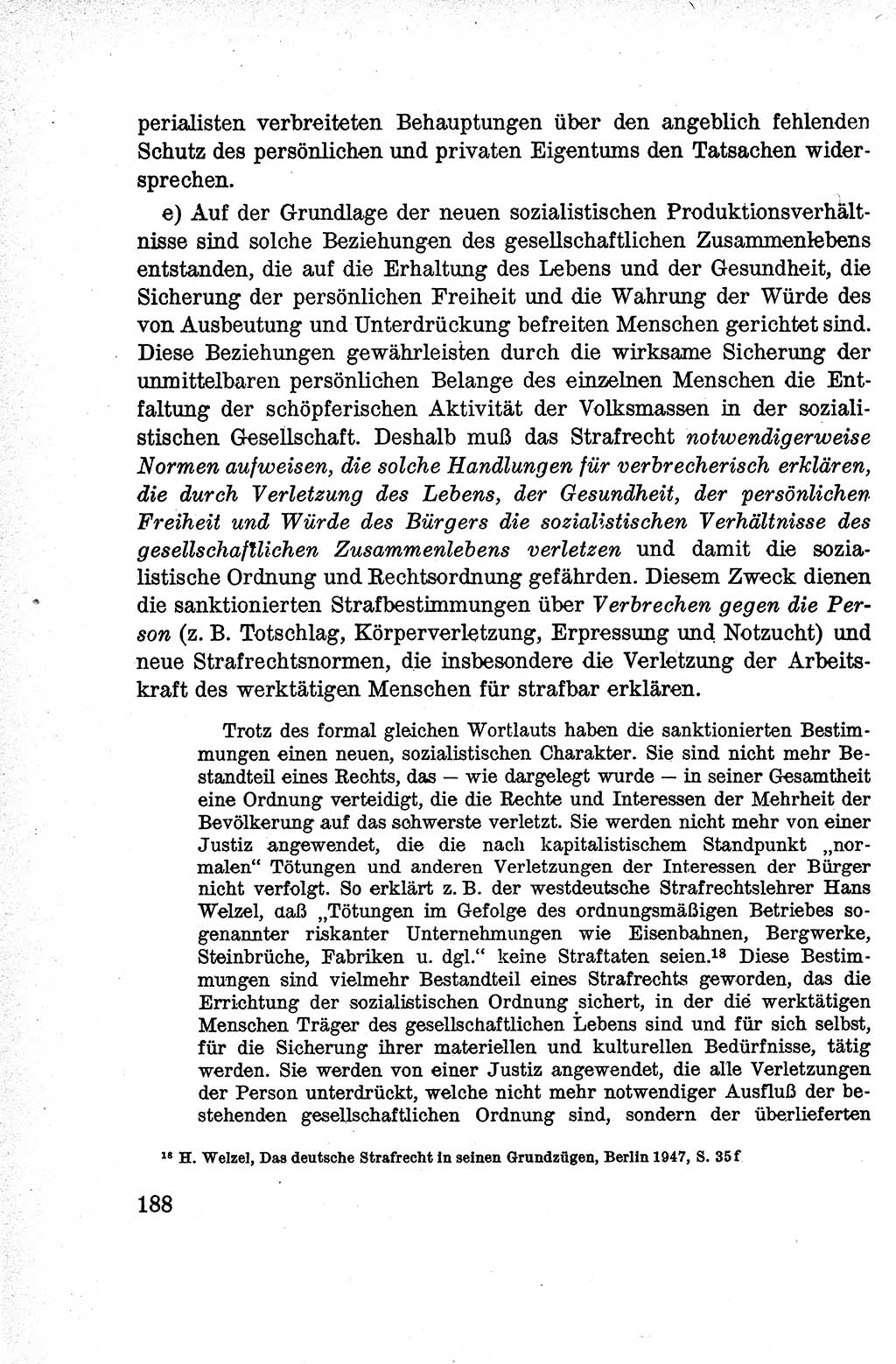 Lehrbuch des Strafrechts der Deutschen Demokratischen Republik (DDR), Allgemeiner Teil 1959, Seite 188 (Lb. Strafr. DDR AT 1959, S. 188)