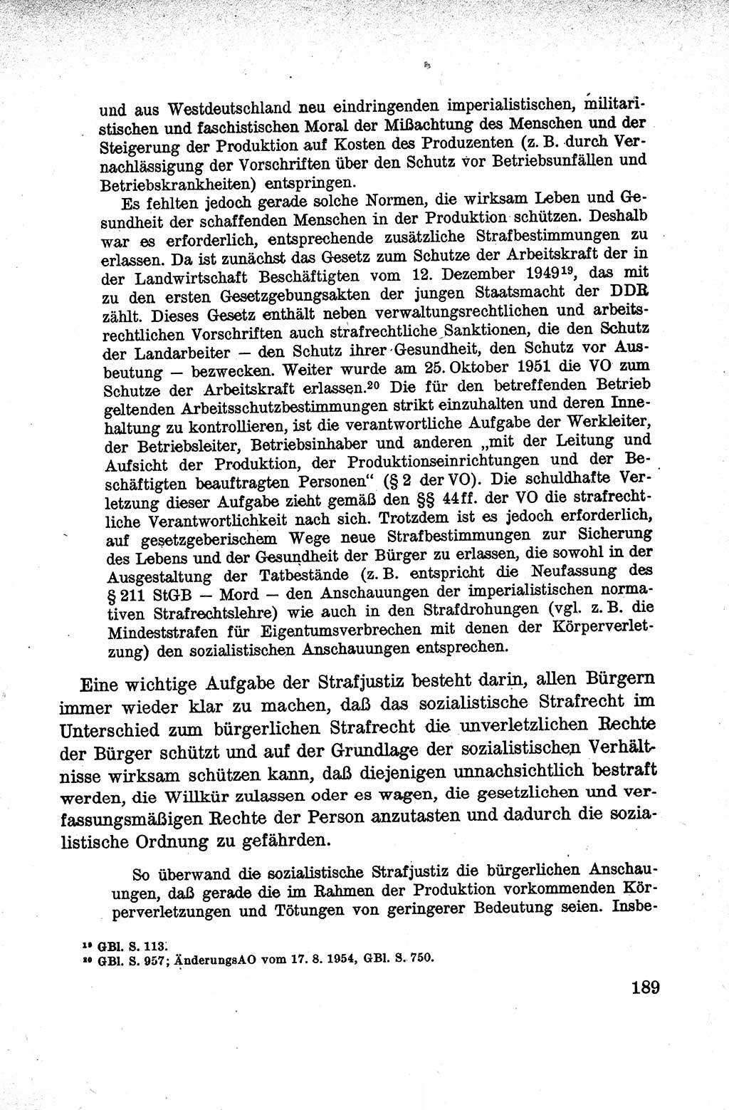 Lehrbuch des Strafrechts der Deutschen Demokratischen Republik (DDR), Allgemeiner Teil 1959, Seite 189 (Lb. Strafr. DDR AT 1959, S. 189)