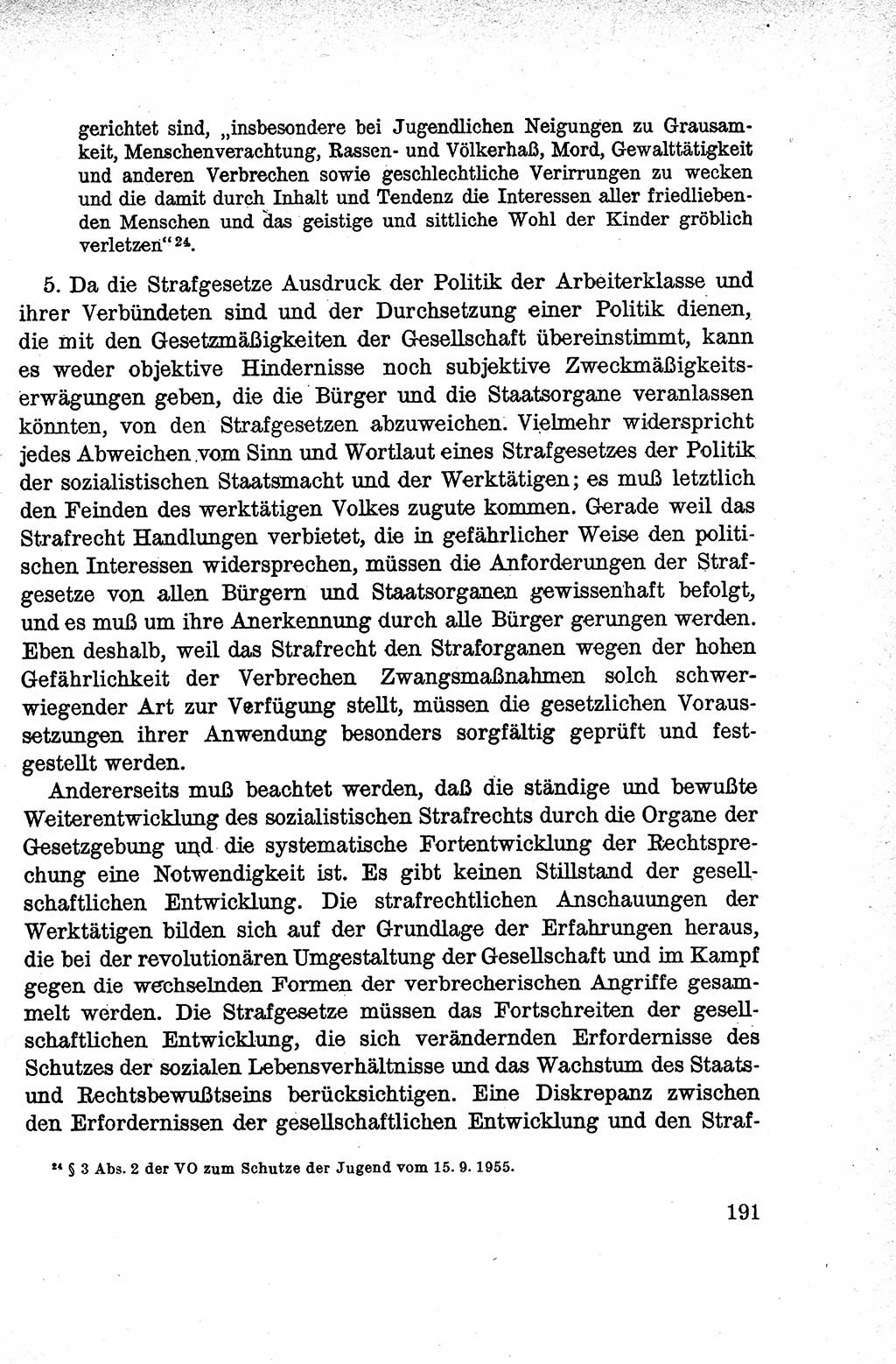 Lehrbuch des Strafrechts der Deutschen Demokratischen Republik (DDR), Allgemeiner Teil 1959, Seite 191 (Lb. Strafr. DDR AT 1959, S. 191)