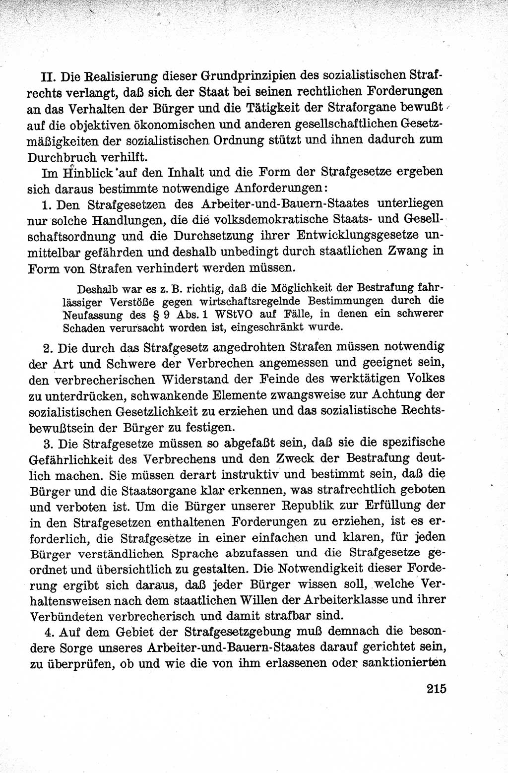 Lehrbuch des Strafrechts der Deutschen Demokratischen Republik (DDR), Allgemeiner Teil 1959, Seite 215 (Lb. Strafr. DDR AT 1959, S. 215)