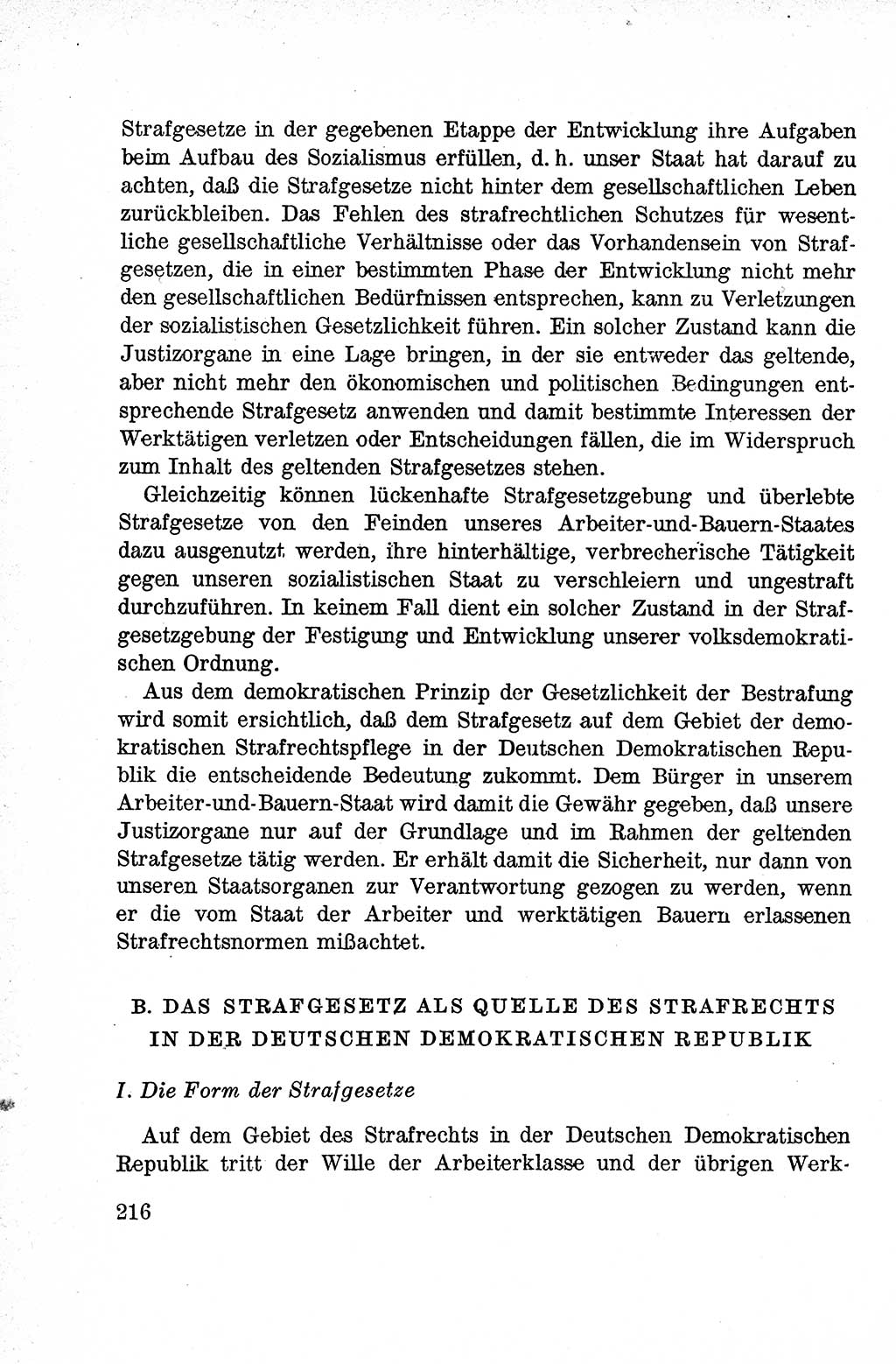 Lehrbuch des Strafrechts der Deutschen Demokratischen Republik (DDR), Allgemeiner Teil 1959, Seite 216 (Lb. Strafr. DDR AT 1959, S. 216)