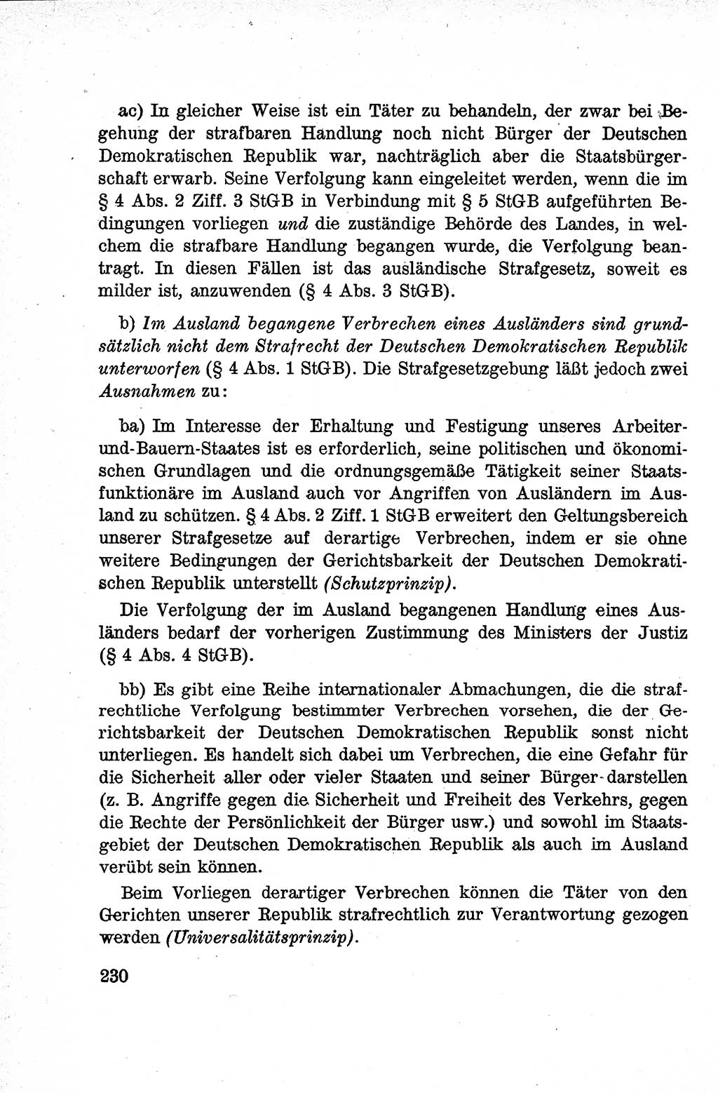 Lehrbuch des Strafrechts der Deutschen Demokratischen Republik (DDR), Allgemeiner Teil 1959, Seite 230 (Lb. Strafr. DDR AT 1959, S. 230)