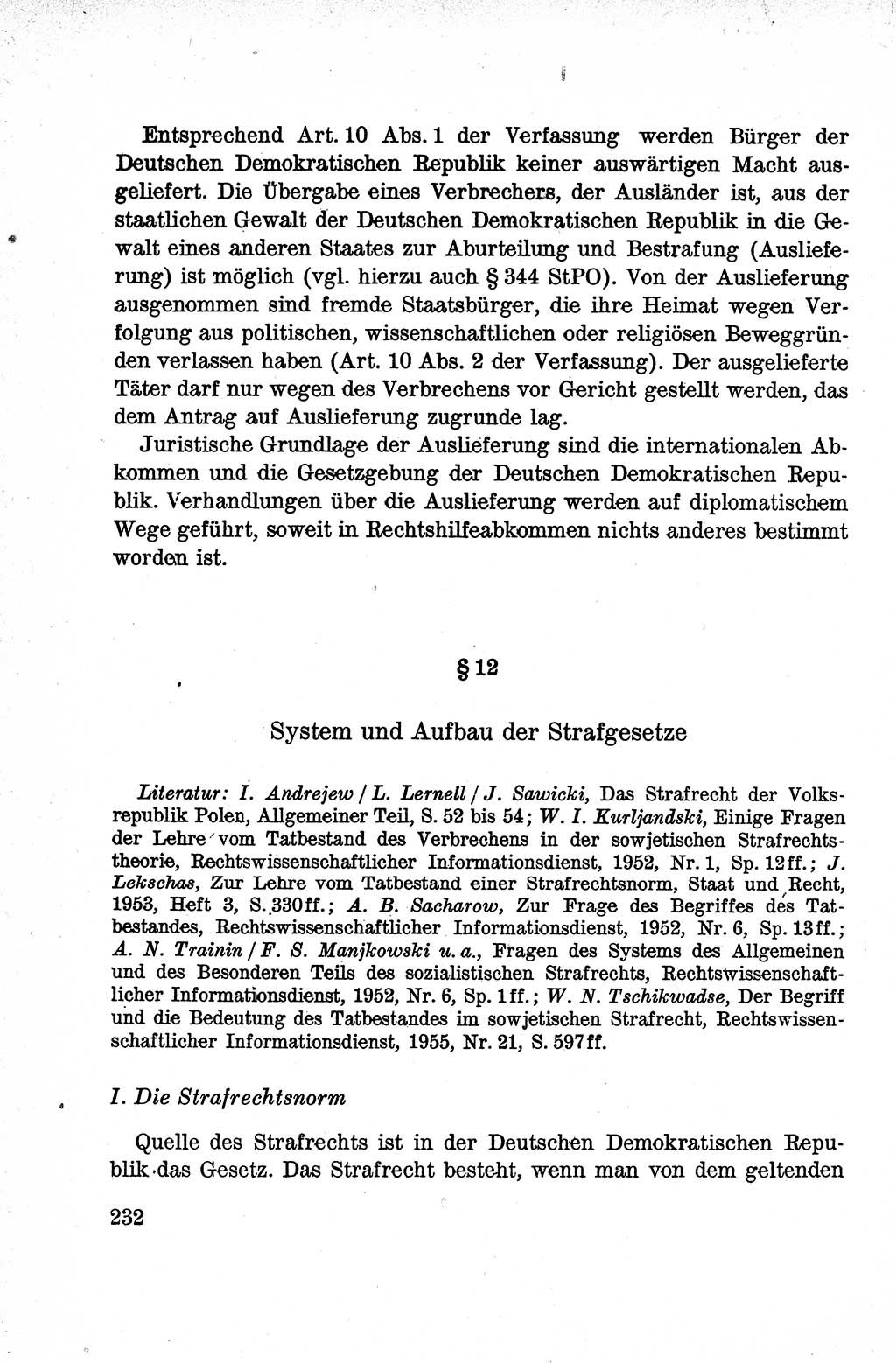Lehrbuch des Strafrechts der Deutschen Demokratischen Republik (DDR), Allgemeiner Teil 1959, Seite 232 (Lb. Strafr. DDR AT 1959, S. 232)