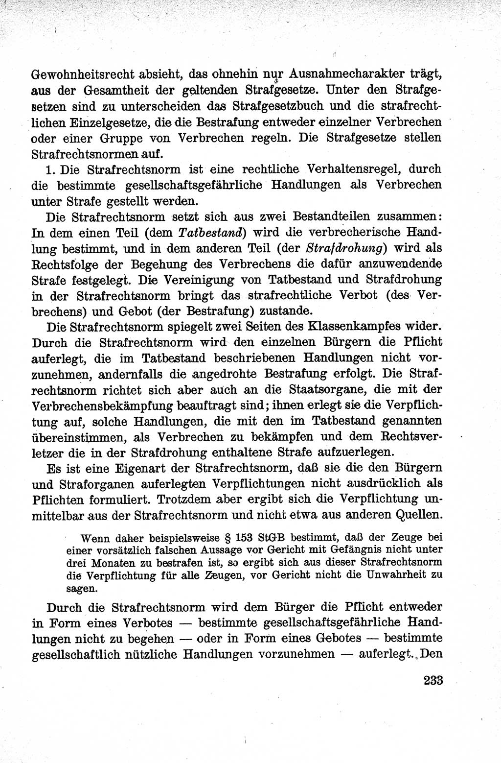 Lehrbuch des Strafrechts der Deutschen Demokratischen Republik (DDR), Allgemeiner Teil 1959, Seite 233 (Lb. Strafr. DDR AT 1959, S. 233)