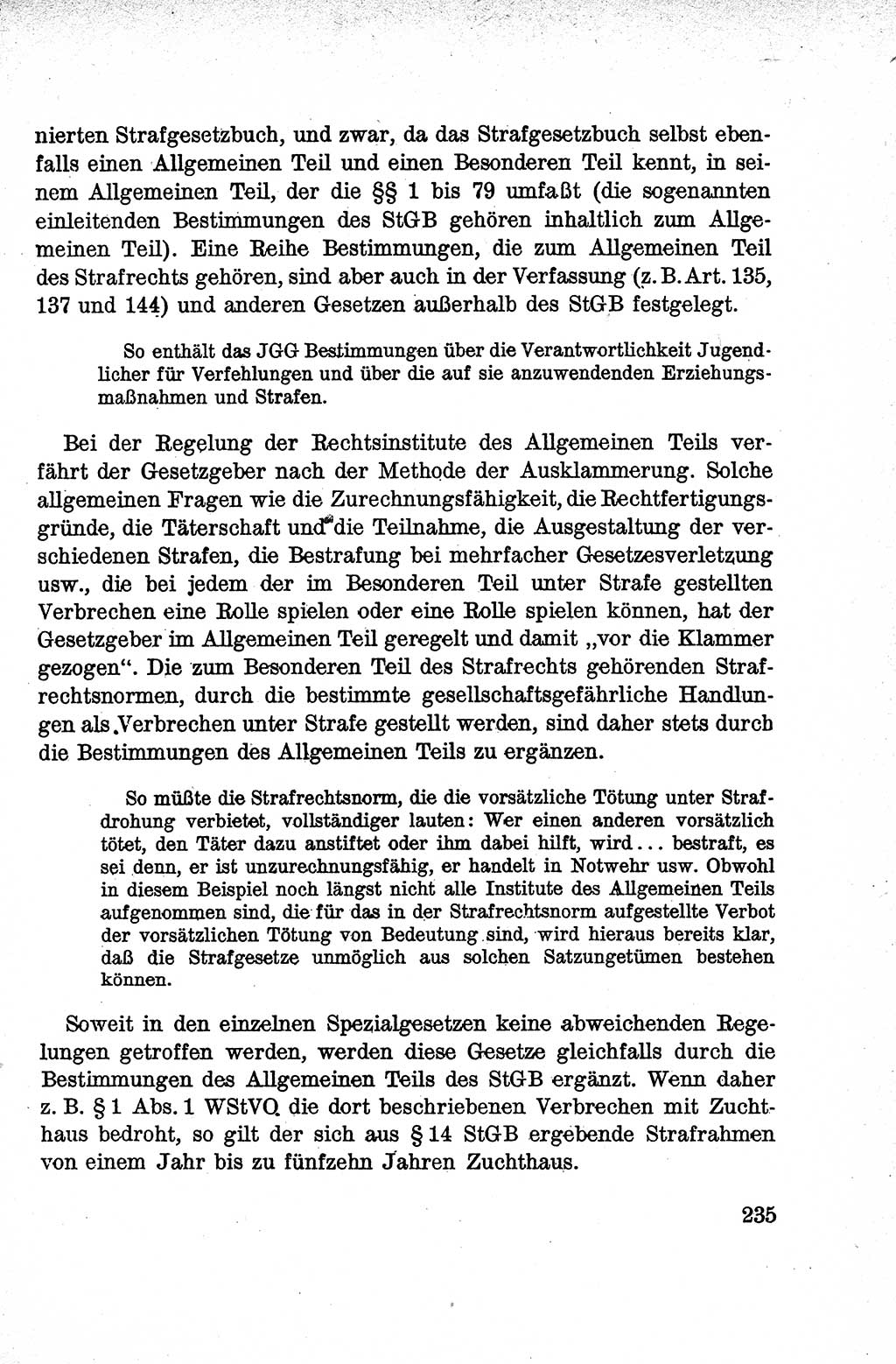 Lehrbuch des Strafrechts der Deutschen Demokratischen Republik (DDR), Allgemeiner Teil 1959, Seite 235 (Lb. Strafr. DDR AT 1959, S. 235)