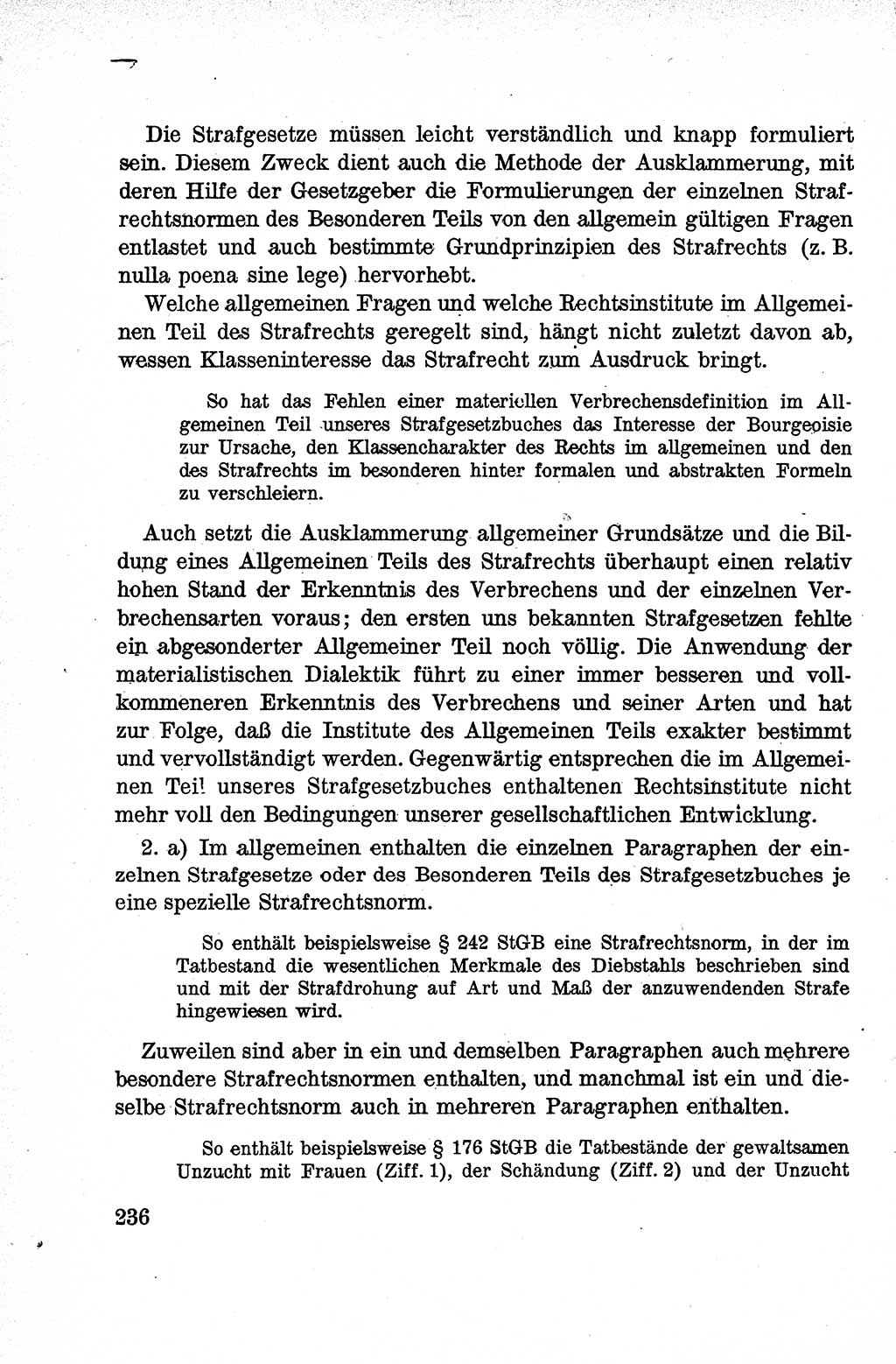 Lehrbuch des Strafrechts der Deutschen Demokratischen Republik (DDR), Allgemeiner Teil 1959, Seite 236 (Lb. Strafr. DDR AT 1959, S. 236)
