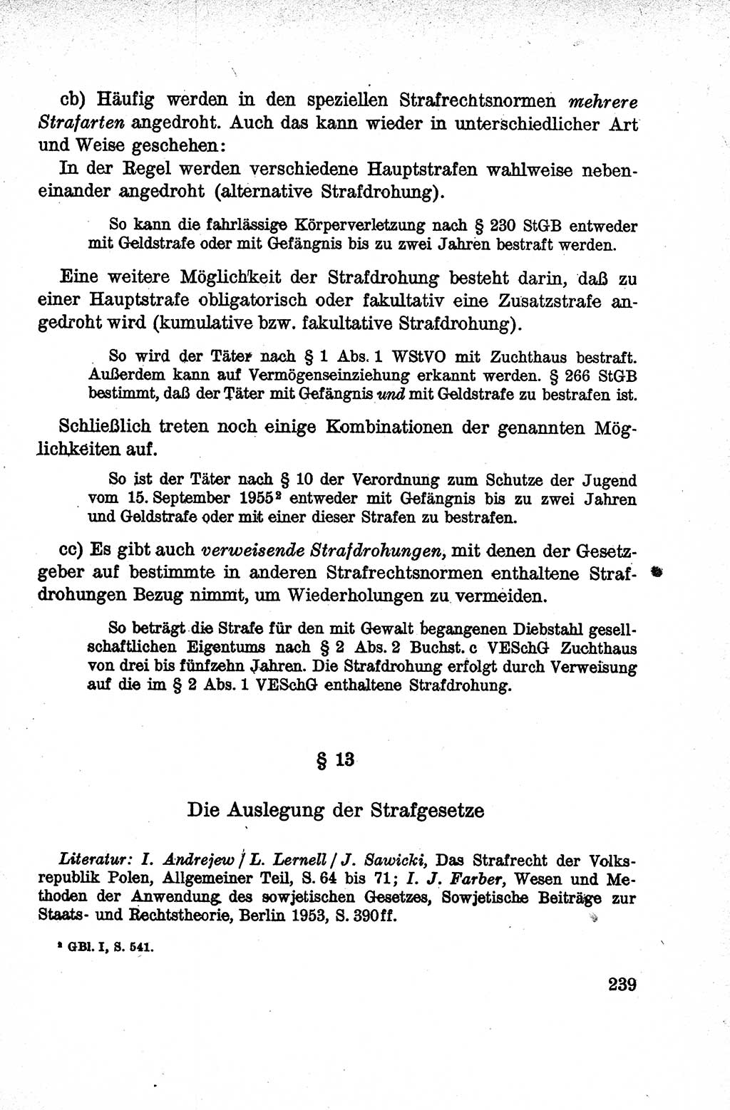 Lehrbuch des Strafrechts der Deutschen Demokratischen Republik (DDR), Allgemeiner Teil 1959, Seite 239 (Lb. Strafr. DDR AT 1959, S. 239)