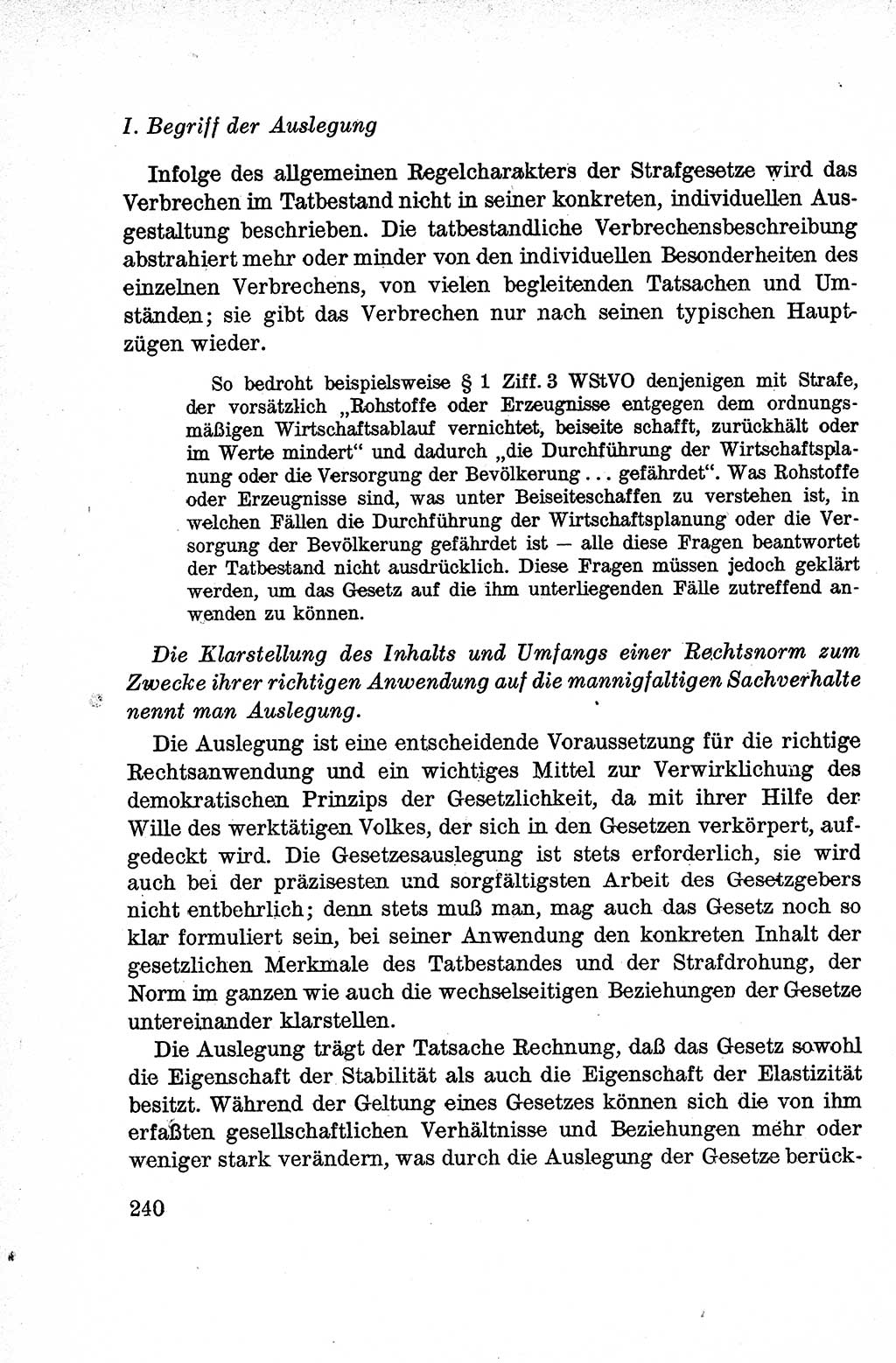 Lehrbuch des Strafrechts der Deutschen Demokratischen Republik (DDR), Allgemeiner Teil 1959, Seite 240 (Lb. Strafr. DDR AT 1959, S. 240)