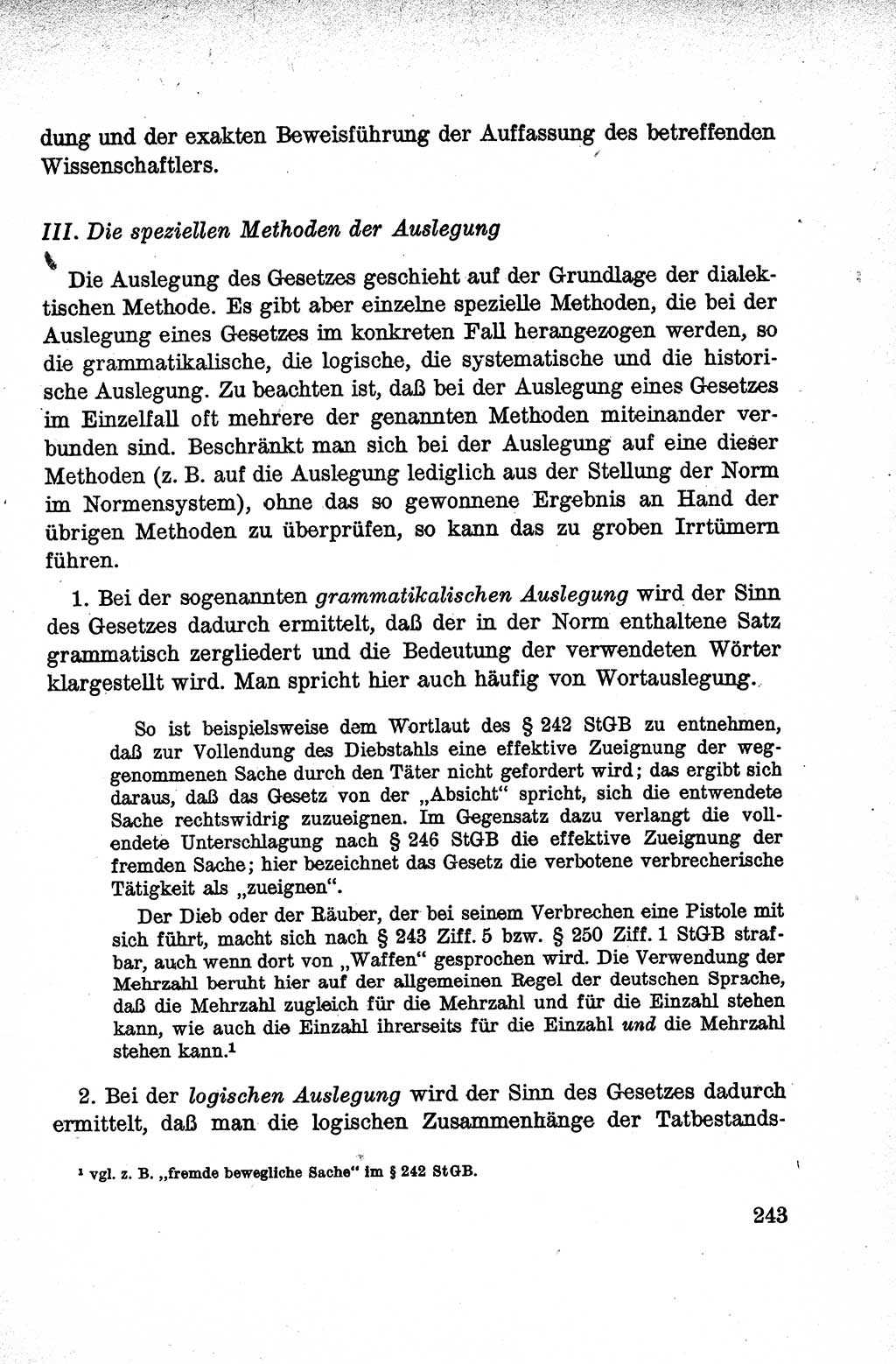 Lehrbuch des Strafrechts der Deutschen Demokratischen Republik (DDR), Allgemeiner Teil 1959, Seite 243 (Lb. Strafr. DDR AT 1959, S. 243)