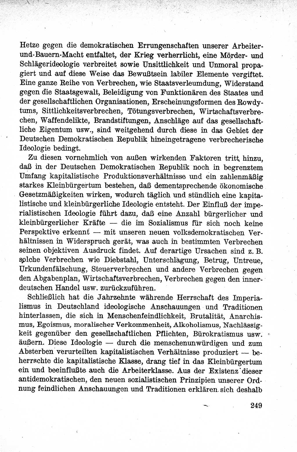 Lehrbuch des Strafrechts der Deutschen Demokratischen Republik (DDR), Allgemeiner Teil 1959, Seite 249 (Lb. Strafr. DDR AT 1959, S. 249)
