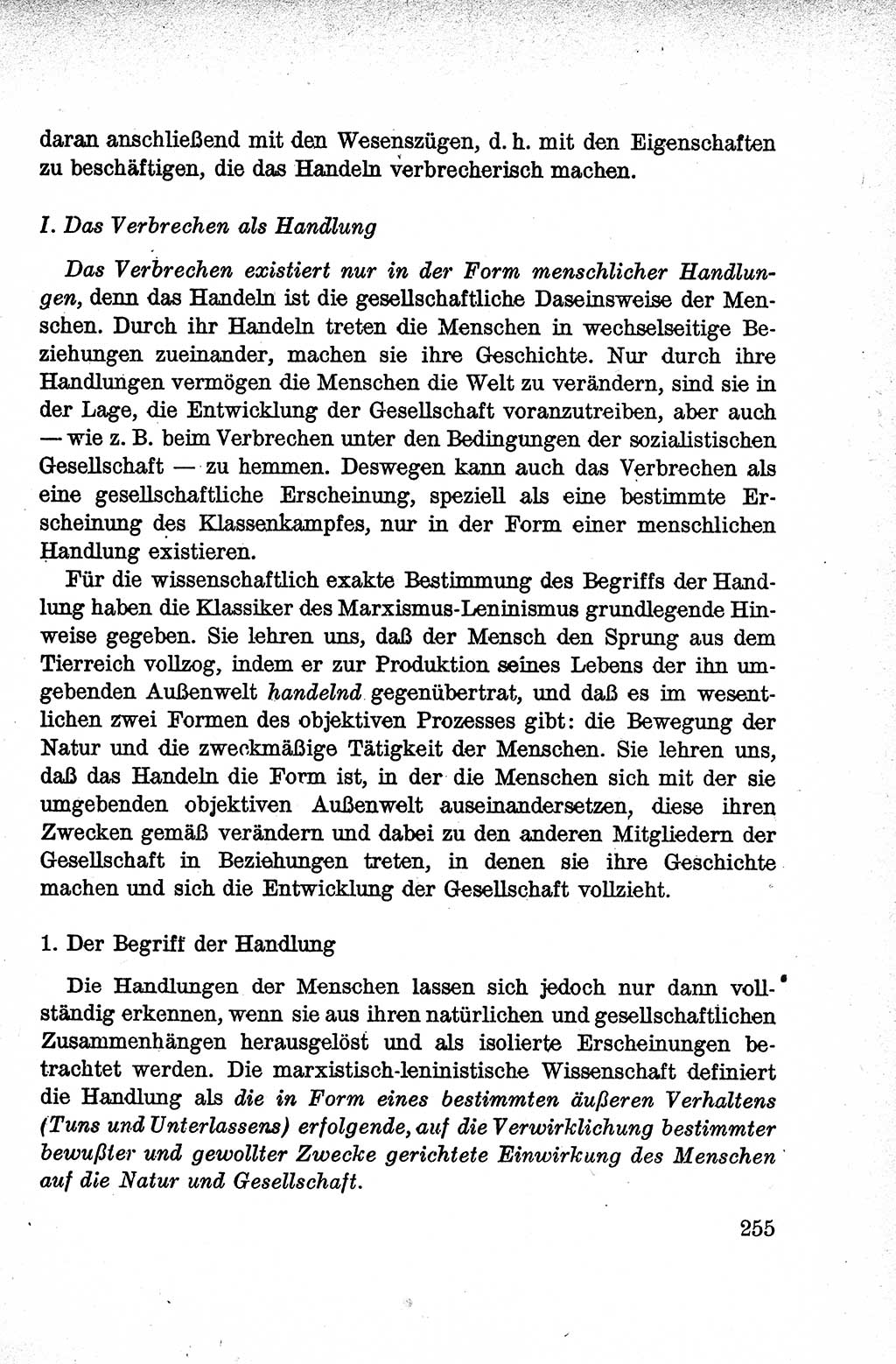 Lehrbuch des Strafrechts der Deutschen Demokratischen Republik (DDR), Allgemeiner Teil 1959, Seite 255 (Lb. Strafr. DDR AT 1959, S. 255)