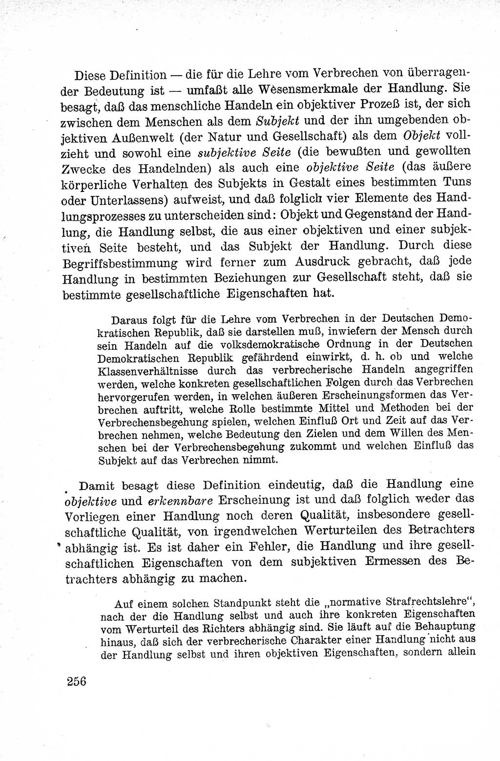Lehrbuch des Strafrechts der Deutschen Demokratischen Republik (DDR), Allgemeiner Teil 1959, Seite 256 (Lb. Strafr. DDR AT 1959, S. 256)