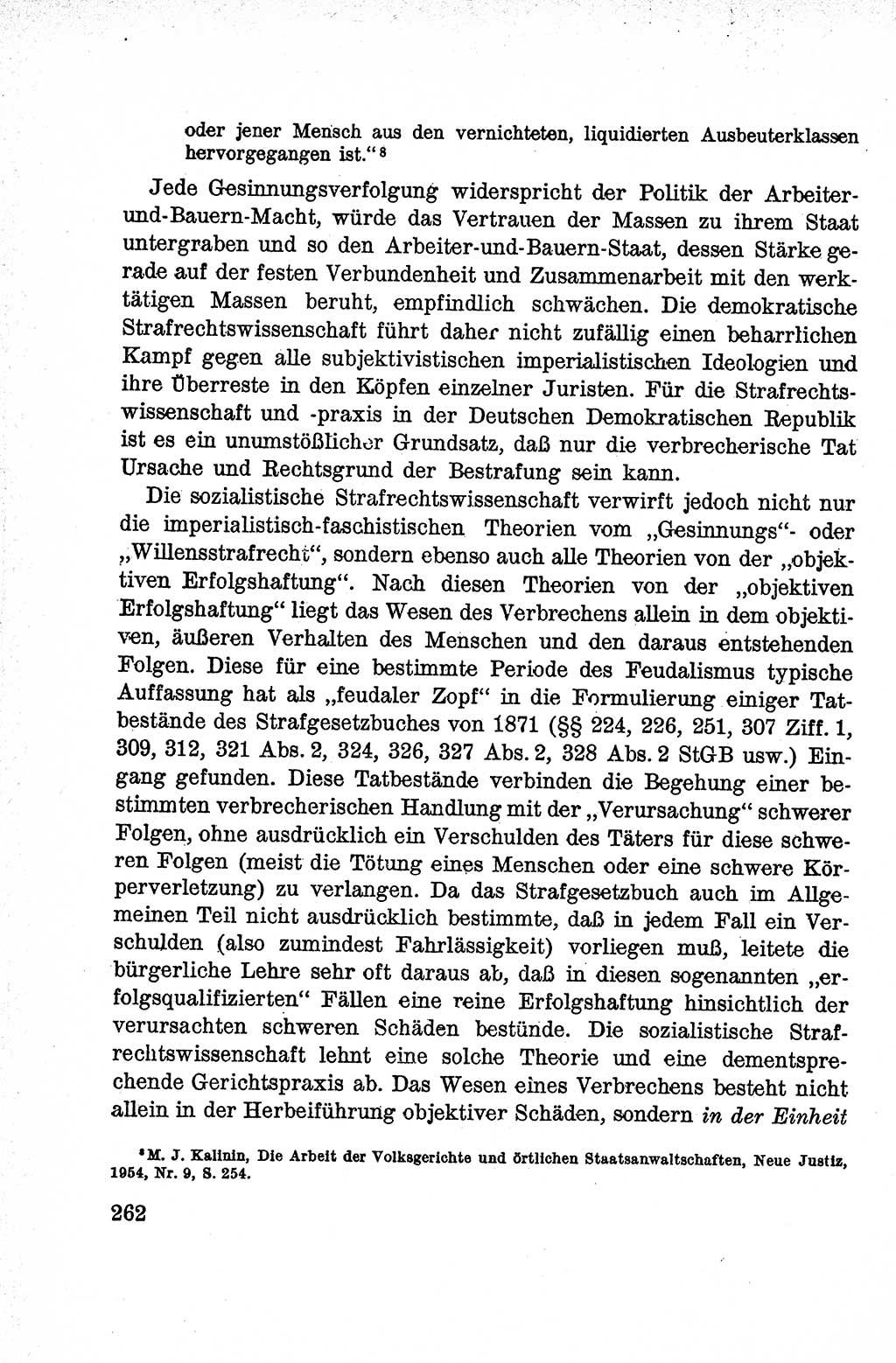Lehrbuch des Strafrechts der Deutschen Demokratischen Republik (DDR), Allgemeiner Teil 1959, Seite 262 (Lb. Strafr. DDR AT 1959, S. 262)