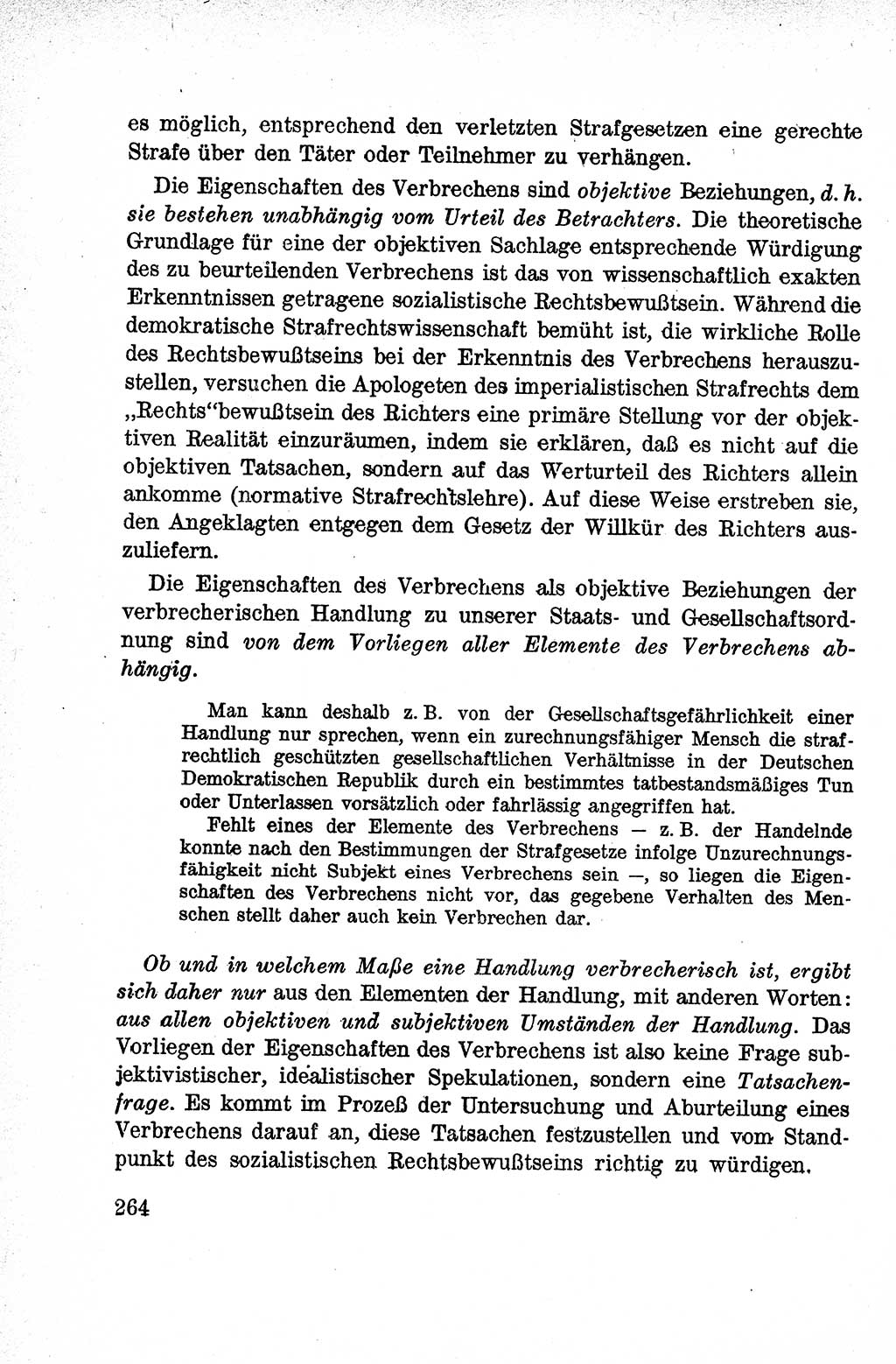Lehrbuch des Strafrechts der Deutschen Demokratischen Republik (DDR), Allgemeiner Teil 1959, Seite 264 (Lb. Strafr. DDR AT 1959, S. 264)