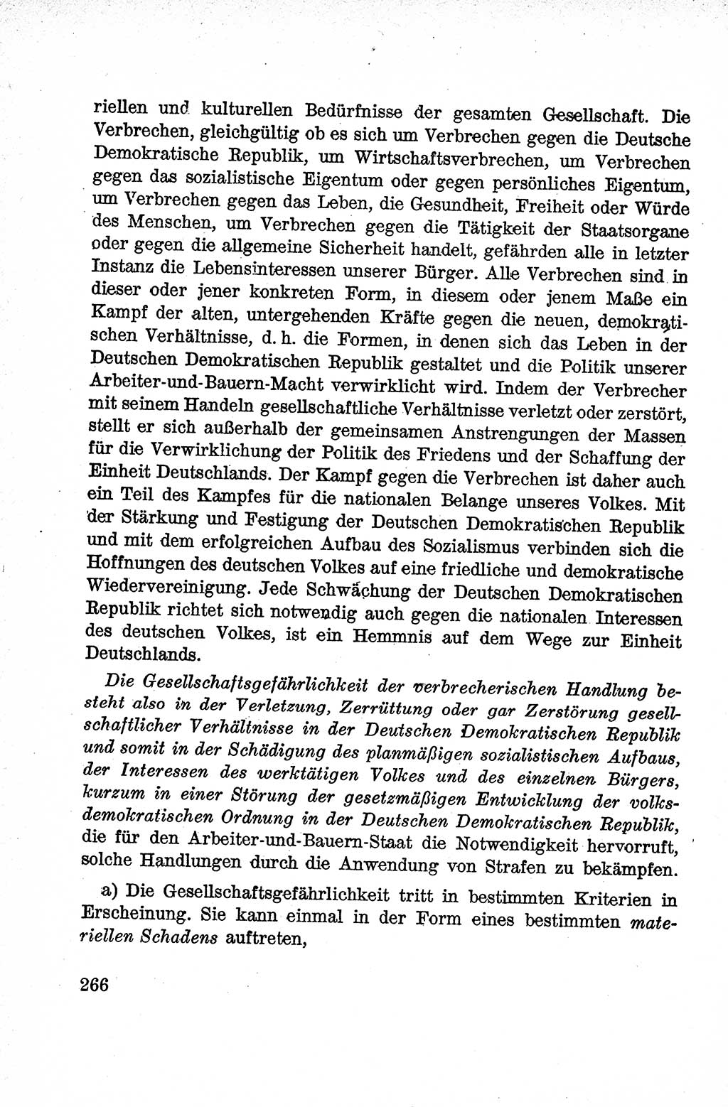 Lehrbuch des Strafrechts der Deutschen Demokratischen Republik (DDR), Allgemeiner Teil 1959, Seite 266 (Lb. Strafr. DDR AT 1959, S. 266)