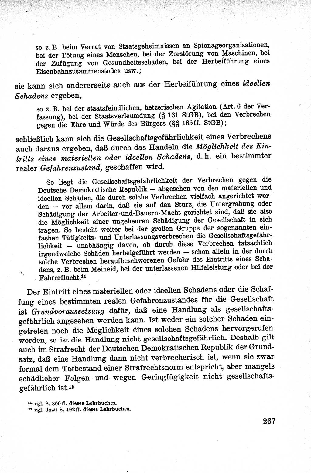 Lehrbuch des Strafrechts der Deutschen Demokratischen Republik (DDR), Allgemeiner Teil 1959, Seite 267 (Lb. Strafr. DDR AT 1959, S. 267)