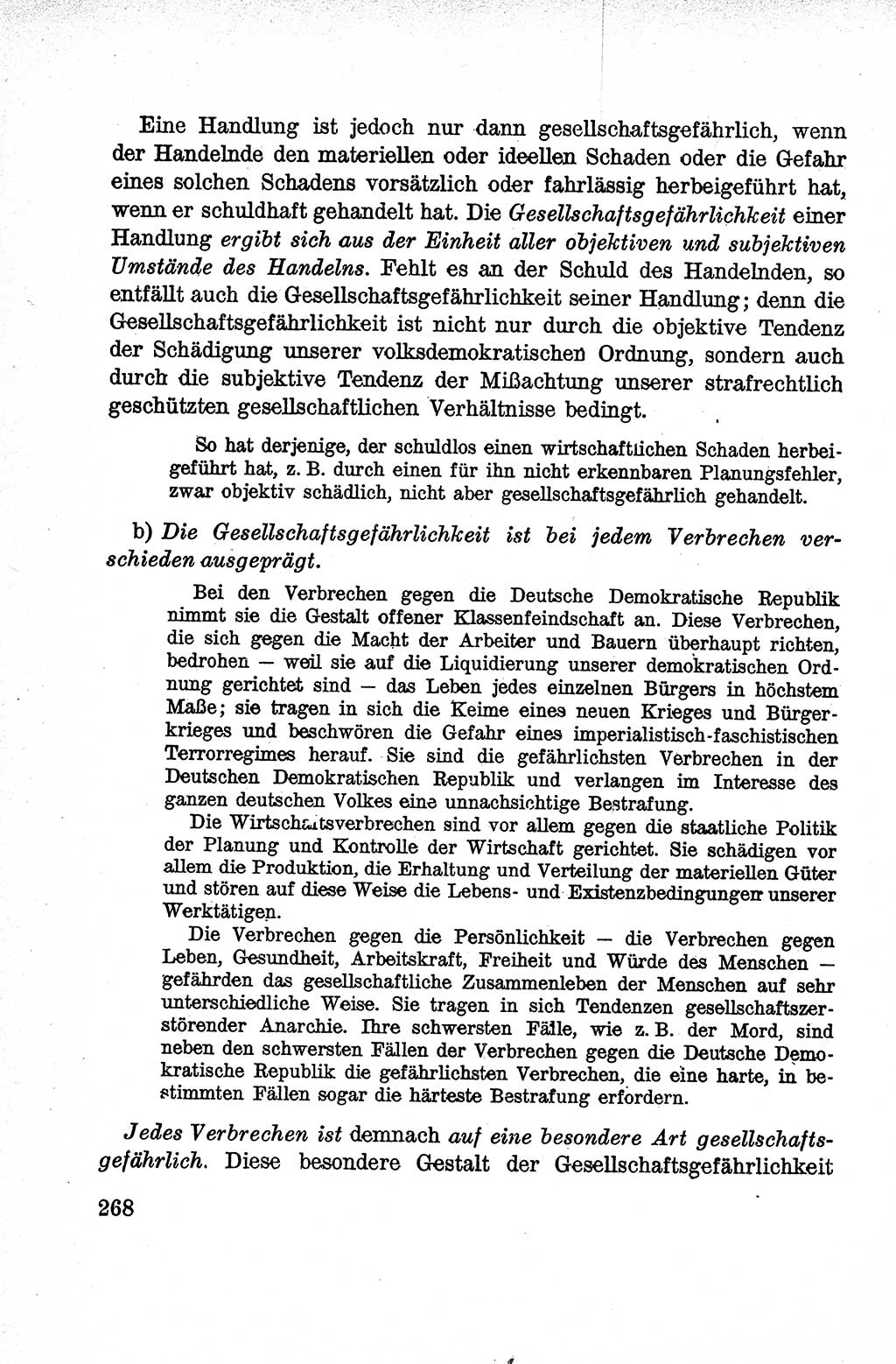 Lehrbuch des Strafrechts der Deutschen Demokratischen Republik (DDR), Allgemeiner Teil 1959, Seite 268 (Lb. Strafr. DDR AT 1959, S. 268)