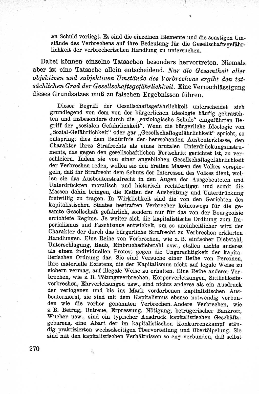 Lehrbuch des Strafrechts der Deutschen Demokratischen Republik (DDR), Allgemeiner Teil 1959, Seite 270 (Lb. Strafr. DDR AT 1959, S. 270)