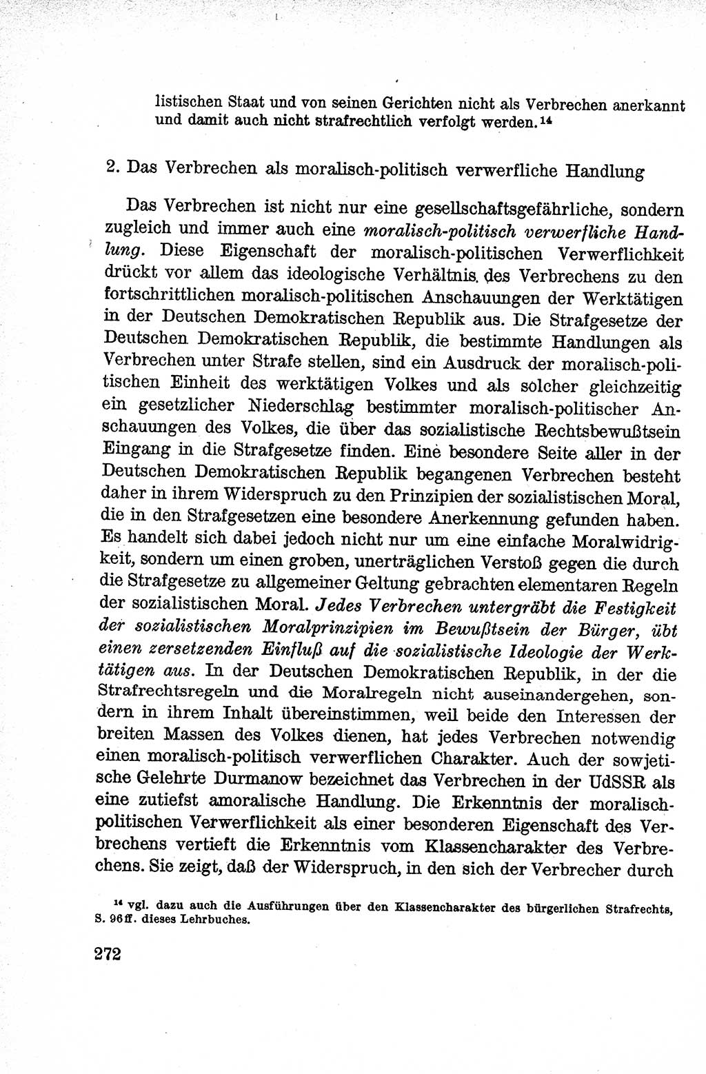 Lehrbuch des Strafrechts der Deutschen Demokratischen Republik (DDR), Allgemeiner Teil 1959, Seite 272 (Lb. Strafr. DDR AT 1959, S. 272)