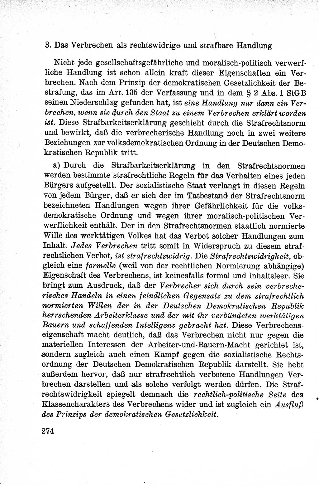 Lehrbuch des Strafrechts der Deutschen Demokratischen Republik (DDR), Allgemeiner Teil 1959, Seite 274 (Lb. Strafr. DDR AT 1959, S. 274)