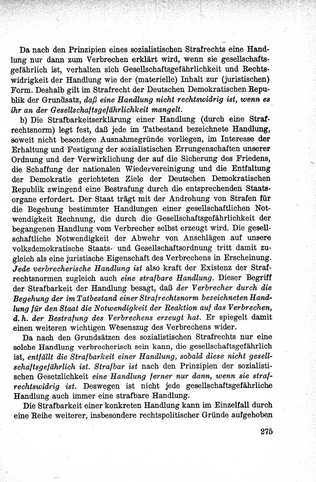 Lehrbuch des Strafrechts der Deutschen Demokratischen Republik (DDR), Allgemeiner Teil 1959, Seite 275 (Lb. Strafr. DDR AT 1959, S. 275)
