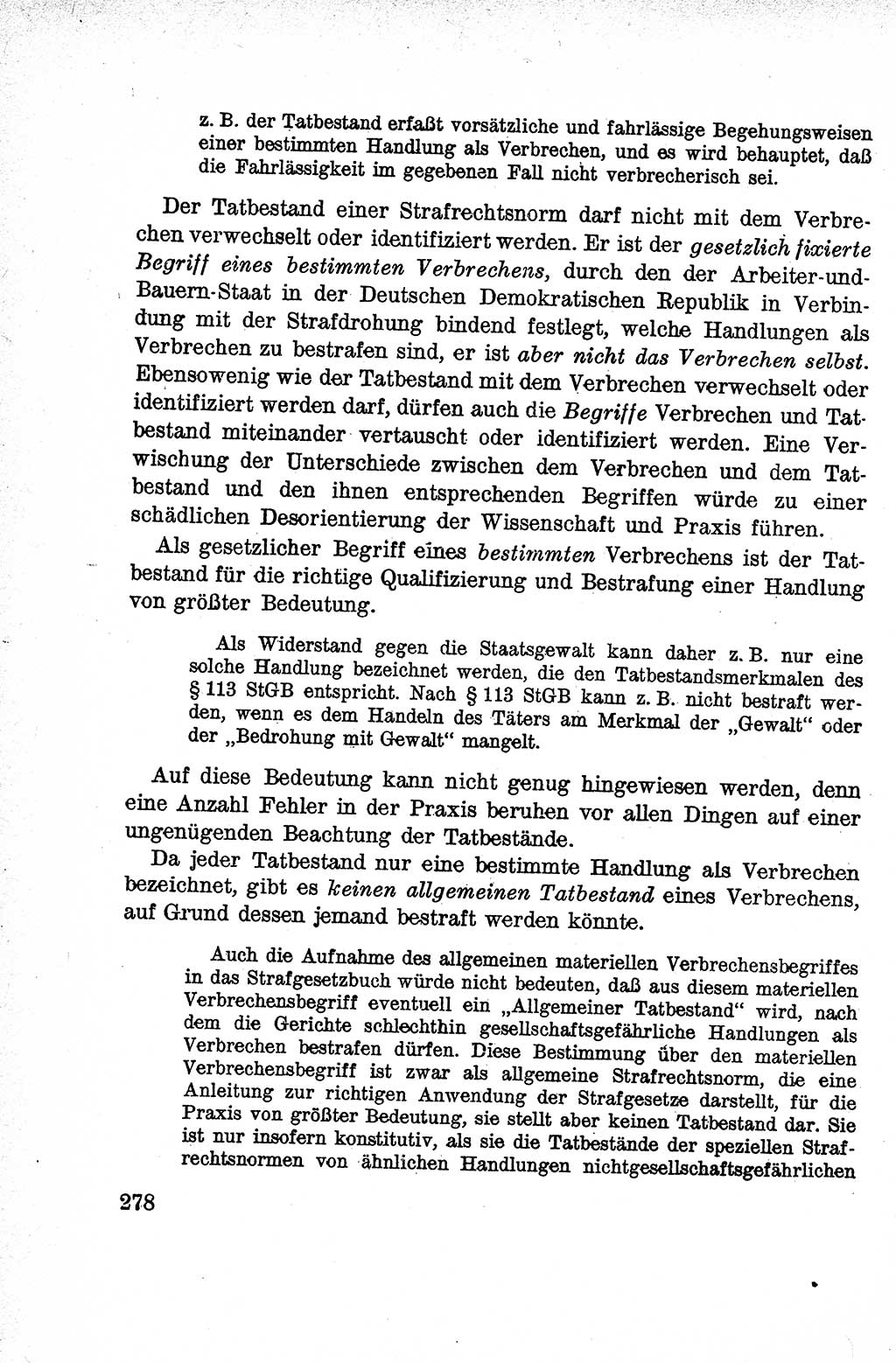 Lehrbuch des Strafrechts der Deutschen Demokratischen Republik (DDR), Allgemeiner Teil 1959, Seite 278 (Lb. Strafr. DDR AT 1959, S. 278)