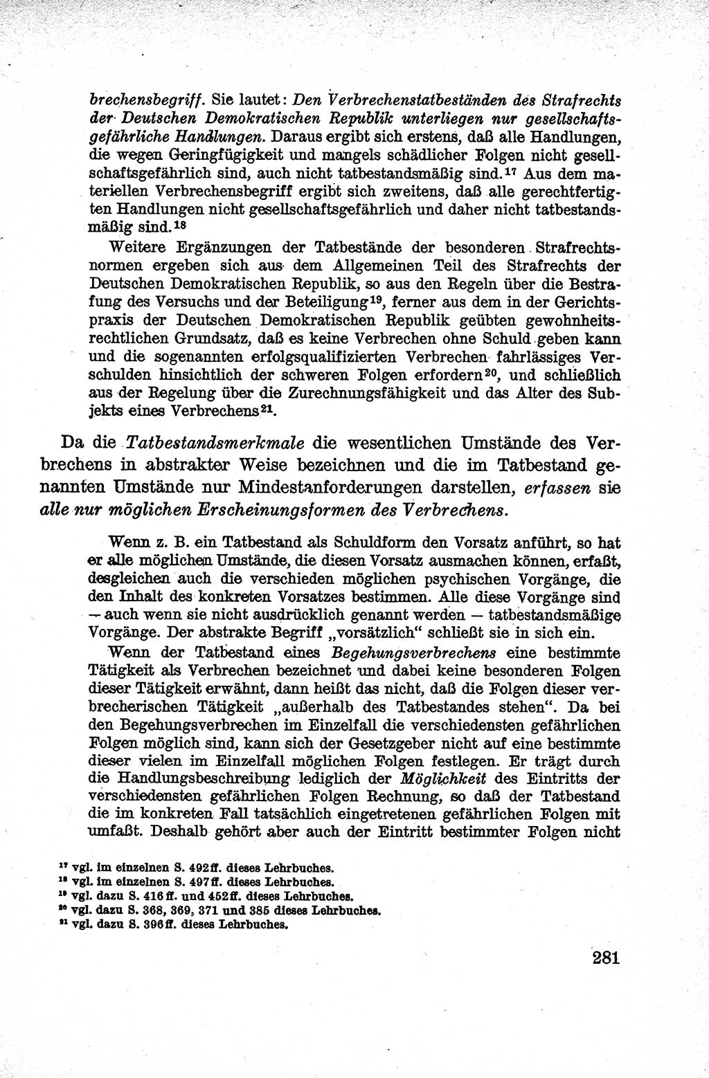 Lehrbuch des Strafrechts der Deutschen Demokratischen Republik (DDR), Allgemeiner Teil 1959, Seite 281 (Lb. Strafr. DDR AT 1959, S. 281)