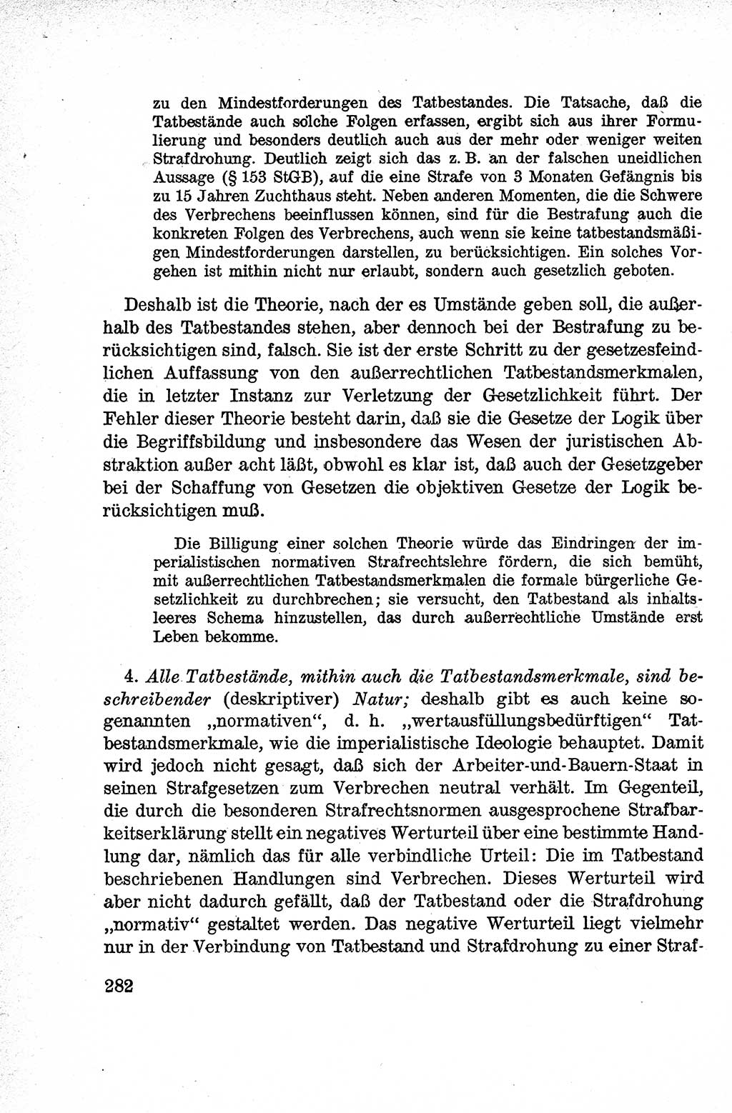 Lehrbuch des Strafrechts der Deutschen Demokratischen Republik (DDR), Allgemeiner Teil 1959, Seite 282 (Lb. Strafr. DDR AT 1959, S. 282)