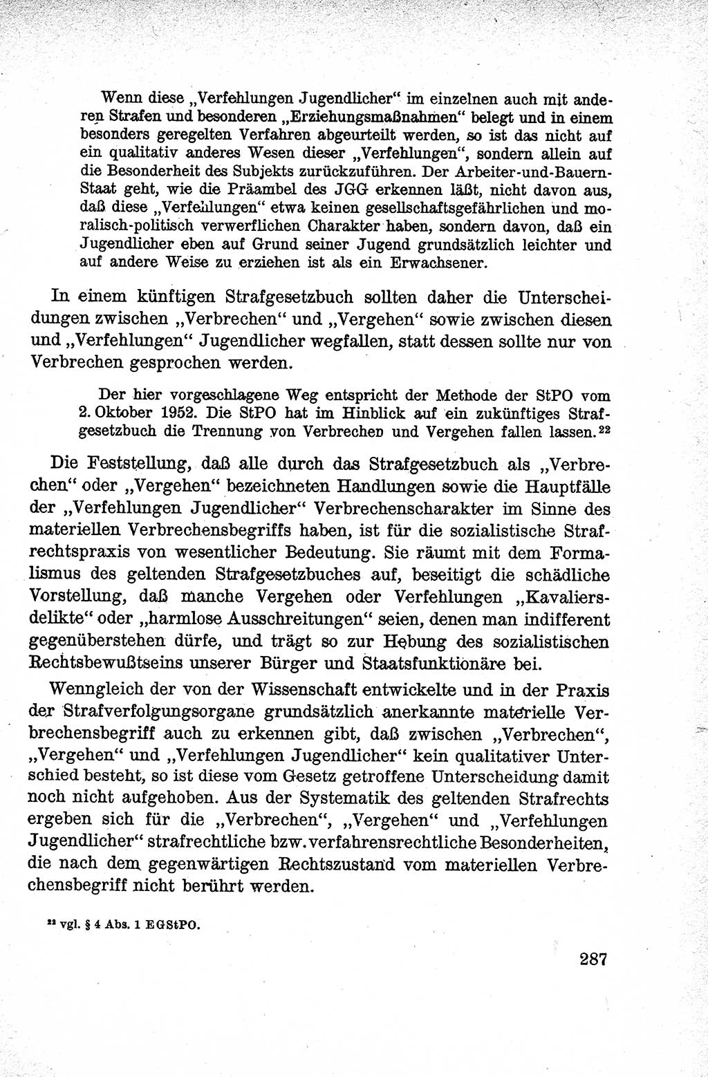 Lehrbuch des Strafrechts der Deutschen Demokratischen Republik (DDR), Allgemeiner Teil 1959, Seite 287 (Lb. Strafr. DDR AT 1959, S. 287)
