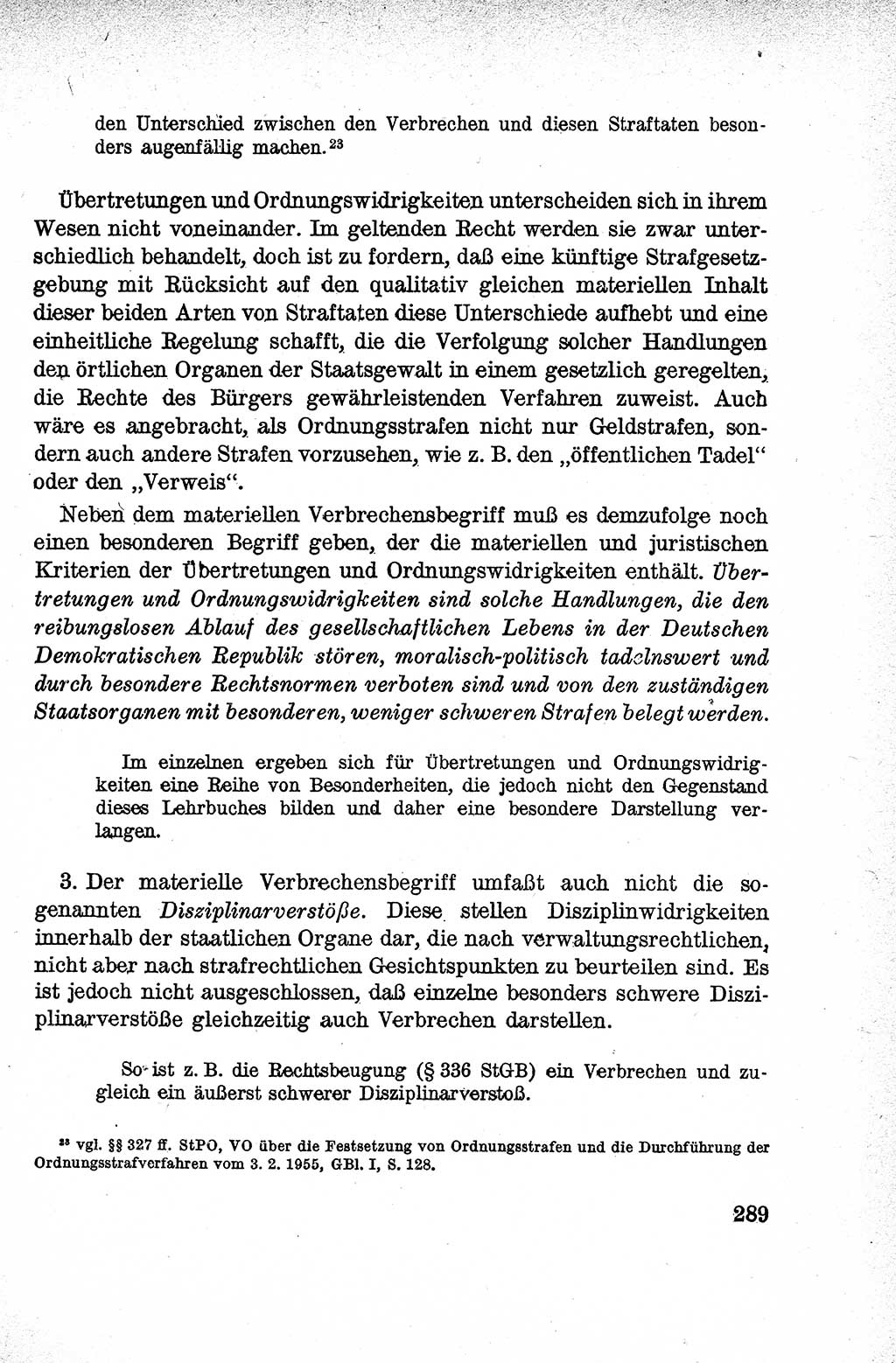 Lehrbuch des Strafrechts der Deutschen Demokratischen Republik (DDR), Allgemeiner Teil 1959, Seite 289 (Lb. Strafr. DDR AT 1959, S. 289)