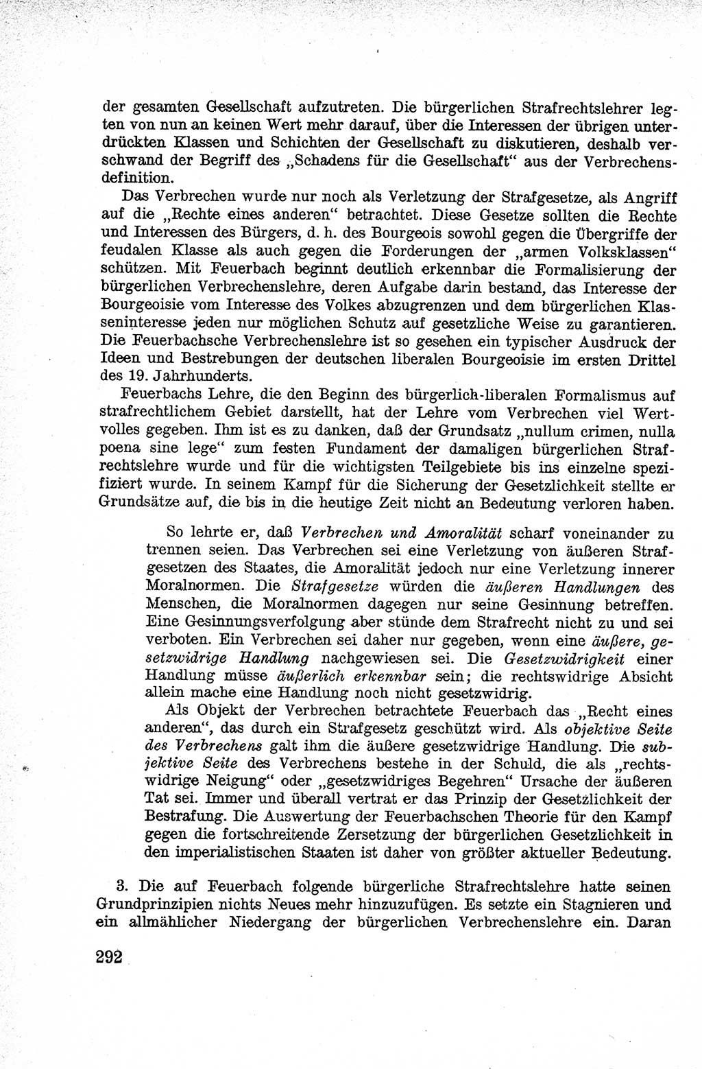 Lehrbuch des Strafrechts der Deutschen Demokratischen Republik (DDR), Allgemeiner Teil 1959, Seite 292 (Lb. Strafr. DDR AT 1959, S. 292)