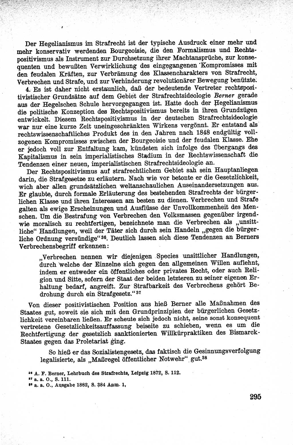Lehrbuch des Strafrechts der Deutschen Demokratischen Republik (DDR), Allgemeiner Teil 1959, Seite 295 (Lb. Strafr. DDR AT 1959, S. 295)