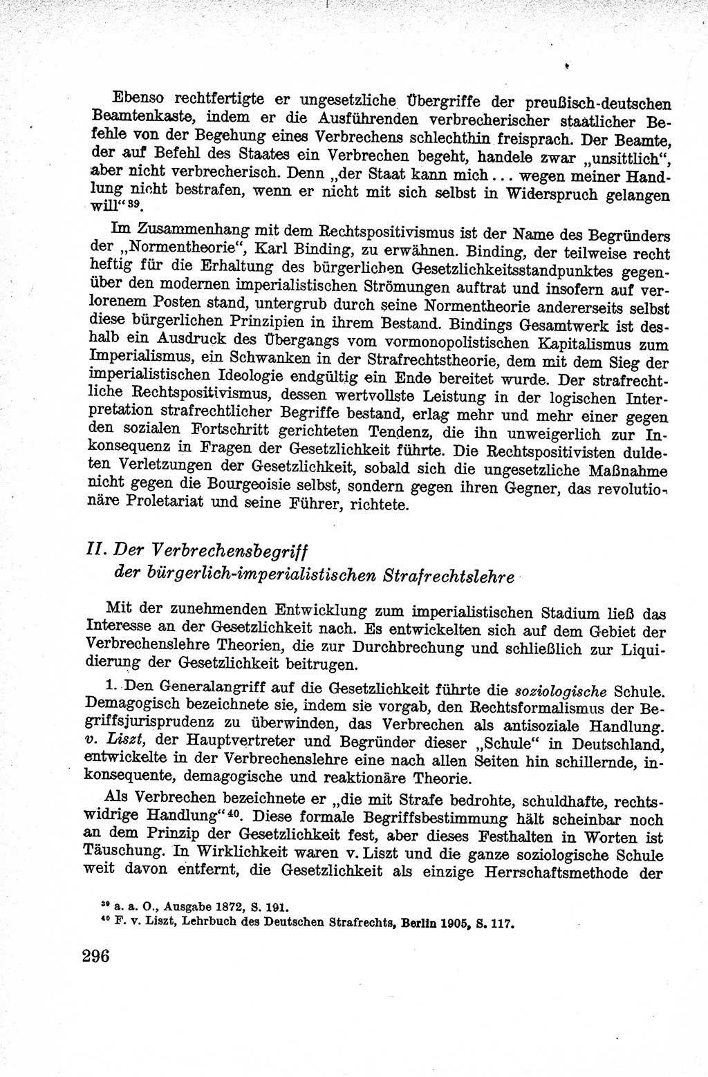 Lehrbuch des Strafrechts der Deutschen Demokratischen Republik (DDR), Allgemeiner Teil 1959, Seite 296 (Lb. Strafr. DDR AT 1959, S. 296)