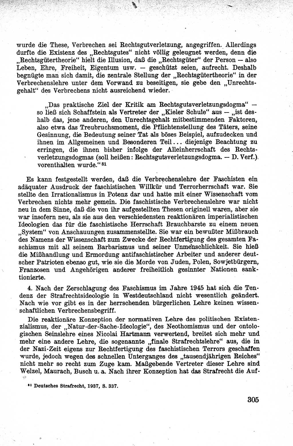 Lehrbuch des Strafrechts der Deutschen Demokratischen Republik (DDR), Allgemeiner Teil 1959, Seite 305 (Lb. Strafr. DDR AT 1959, S. 305)
