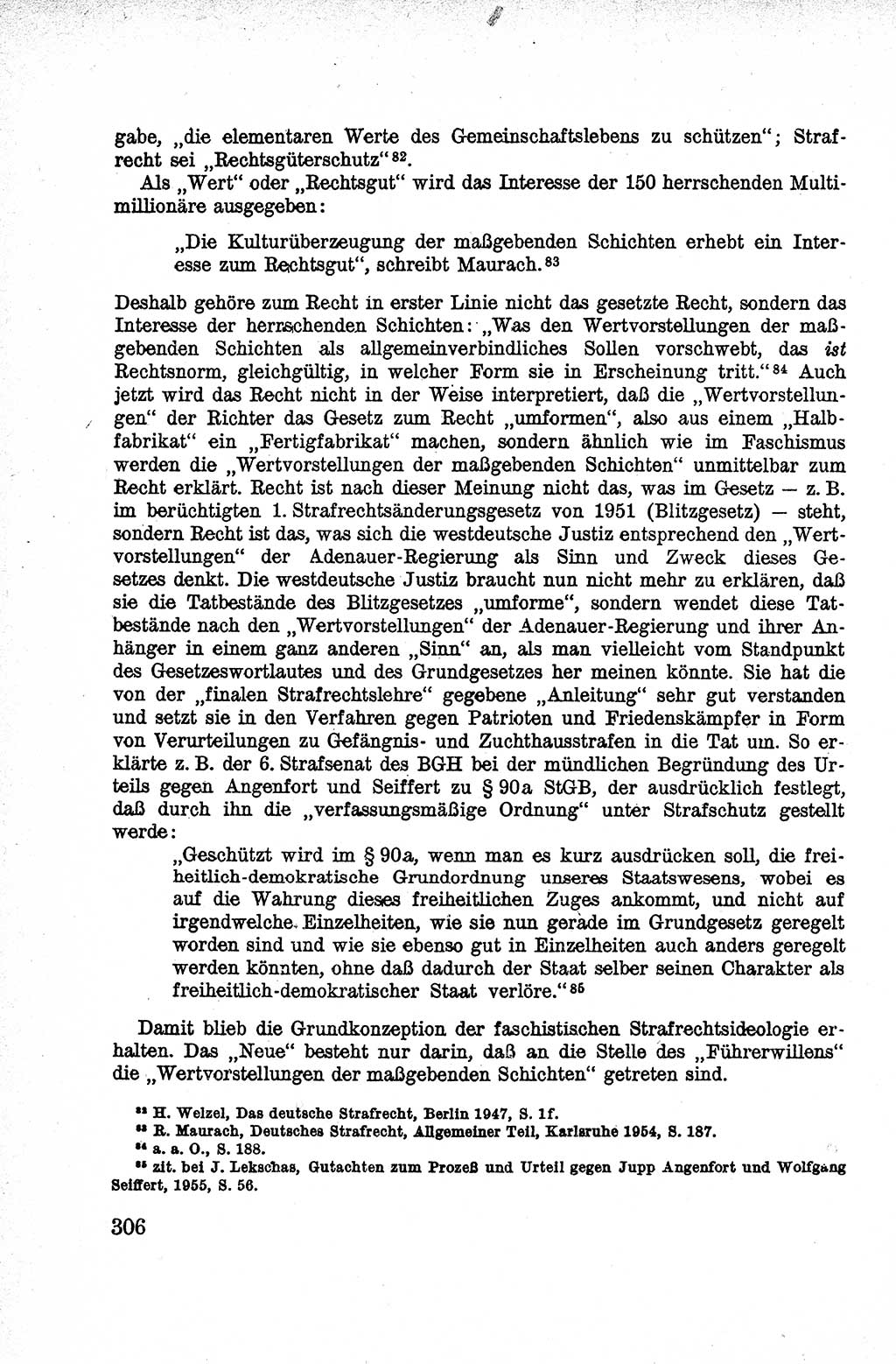 Lehrbuch des Strafrechts der Deutschen Demokratischen Republik (DDR), Allgemeiner Teil 1959, Seite 306 (Lb. Strafr. DDR AT 1959, S. 306)