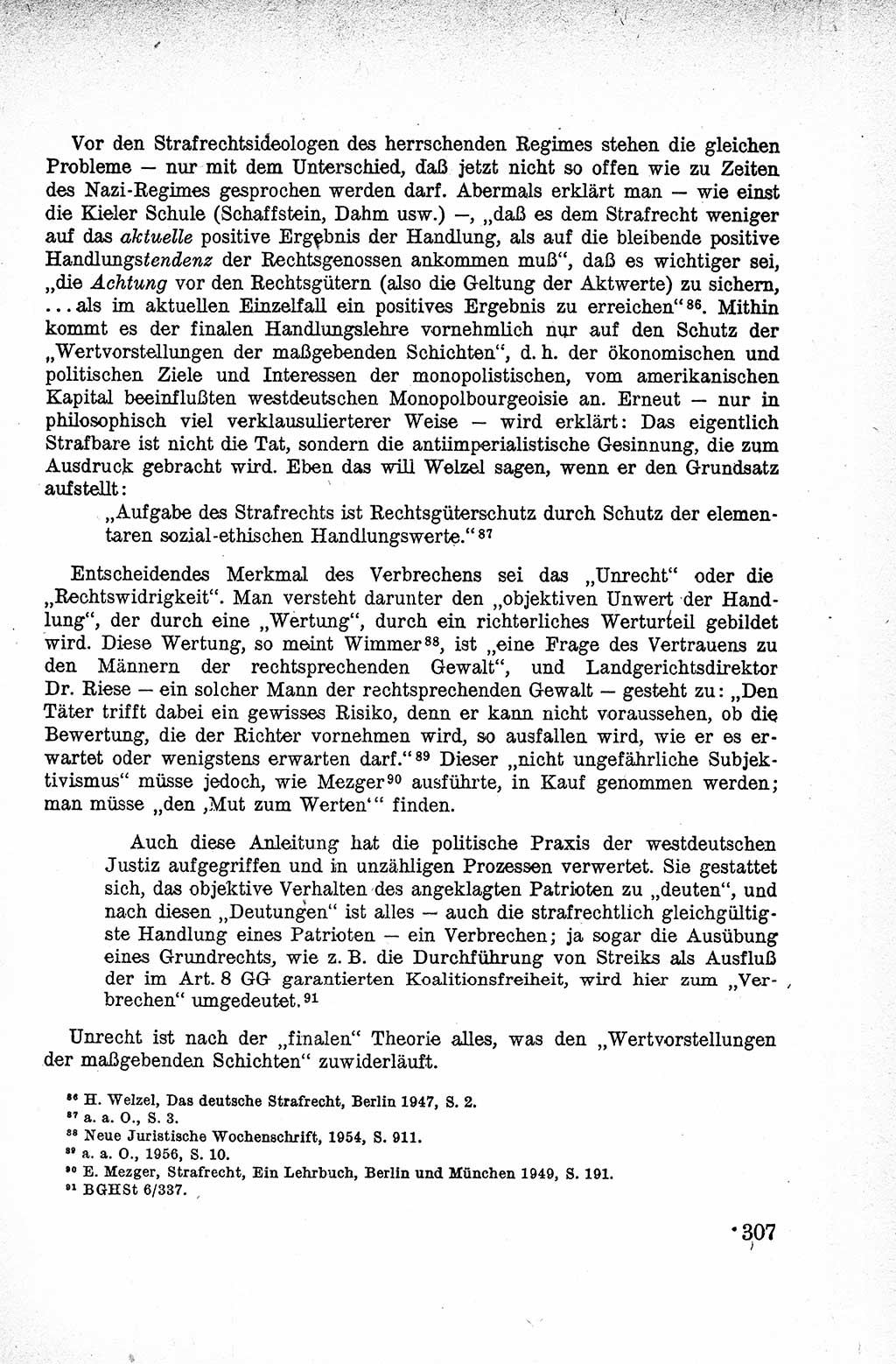 Lehrbuch des Strafrechts der Deutschen Demokratischen Republik (DDR), Allgemeiner Teil 1959, Seite 307 (Lb. Strafr. DDR AT 1959, S. 307)
