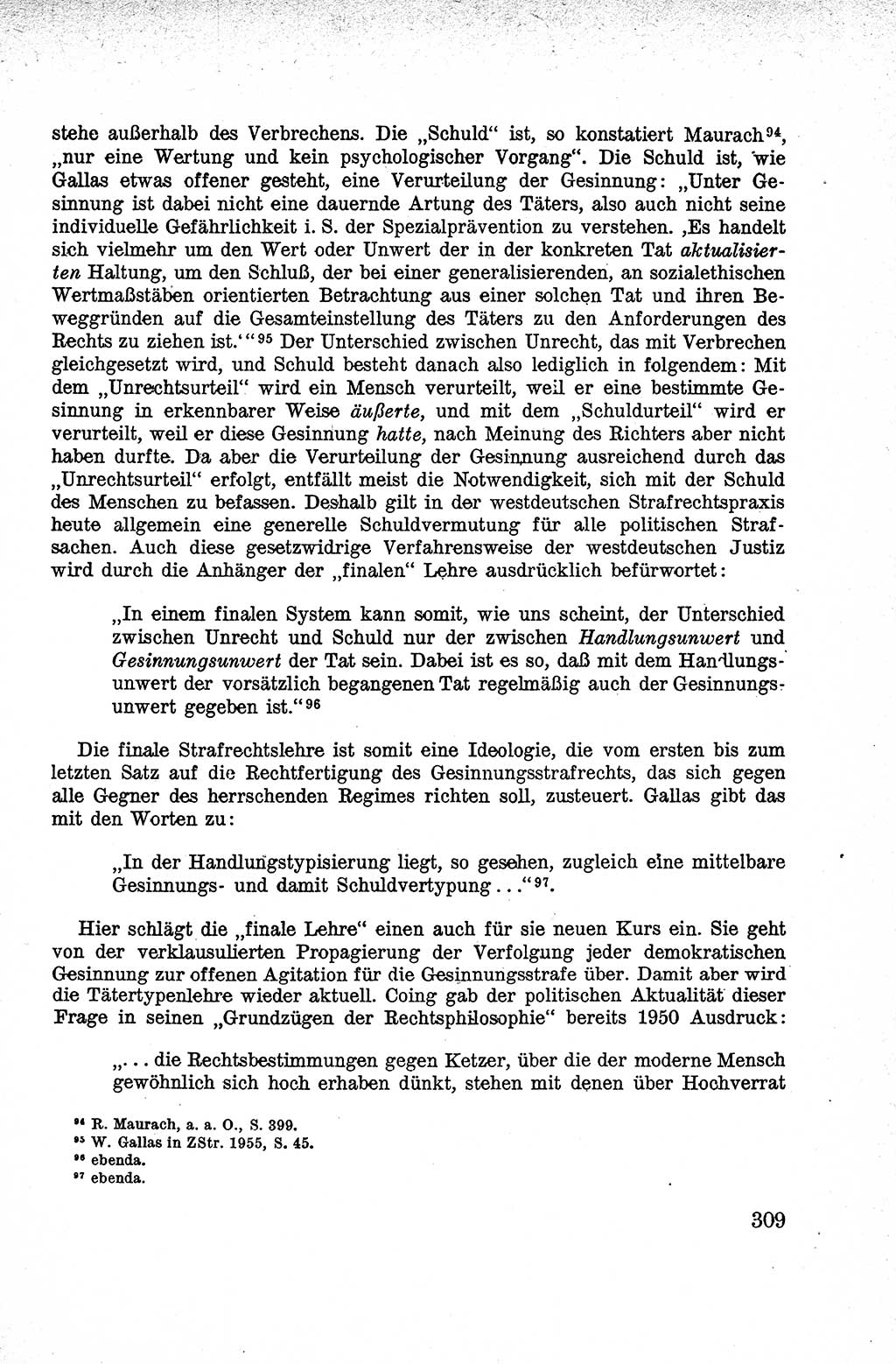 Lehrbuch des Strafrechts der Deutschen Demokratischen Republik (DDR), Allgemeiner Teil 1959, Seite 309 (Lb. Strafr. DDR AT 1959, S. 309)