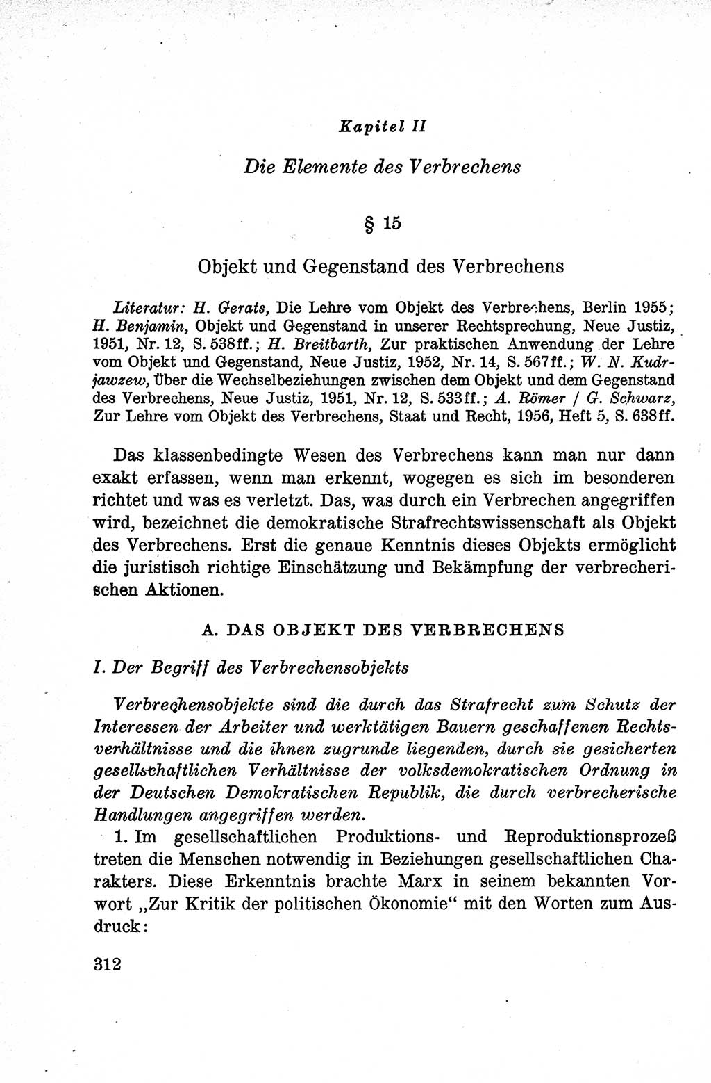 Lehrbuch des Strafrechts der Deutschen Demokratischen Republik (DDR), Allgemeiner Teil 1959, Seite 312 (Lb. Strafr. DDR AT 1959, S. 312)