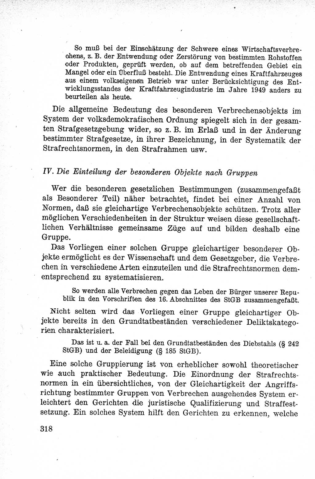Lehrbuch des Strafrechts der Deutschen Demokratischen Republik (DDR), Allgemeiner Teil 1959, Seite 318 (Lb. Strafr. DDR AT 1959, S. 318)
