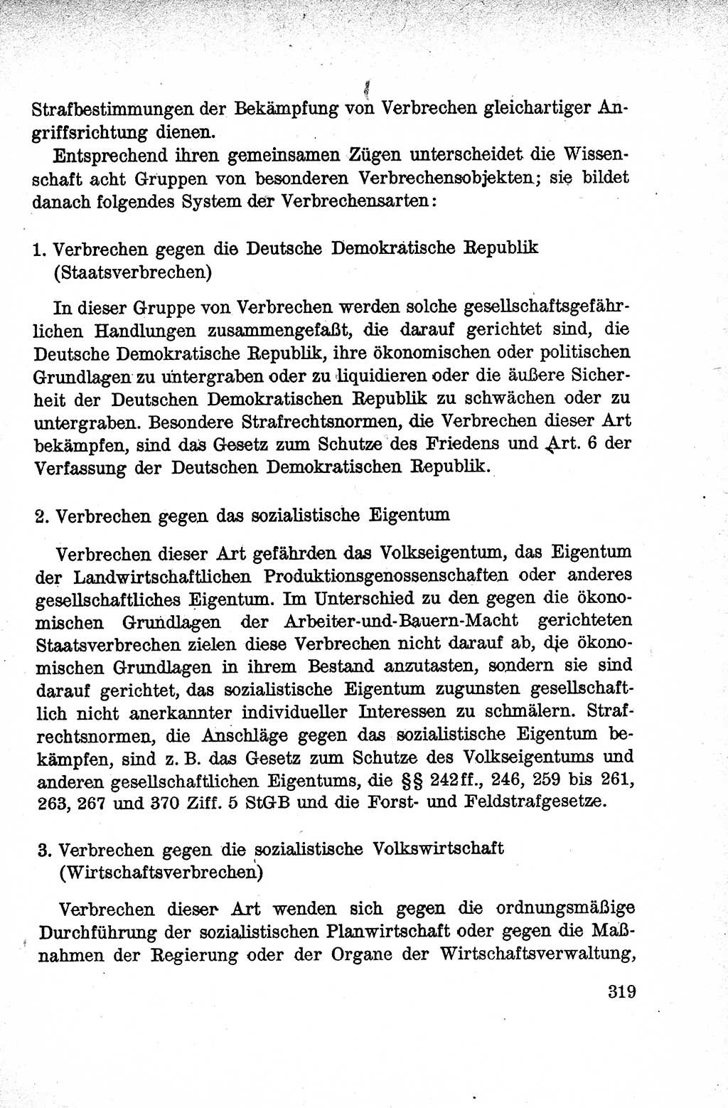 Lehrbuch des Strafrechts der Deutschen Demokratischen Republik (DDR), Allgemeiner Teil 1959, Seite 319 (Lb. Strafr. DDR AT 1959, S. 319)