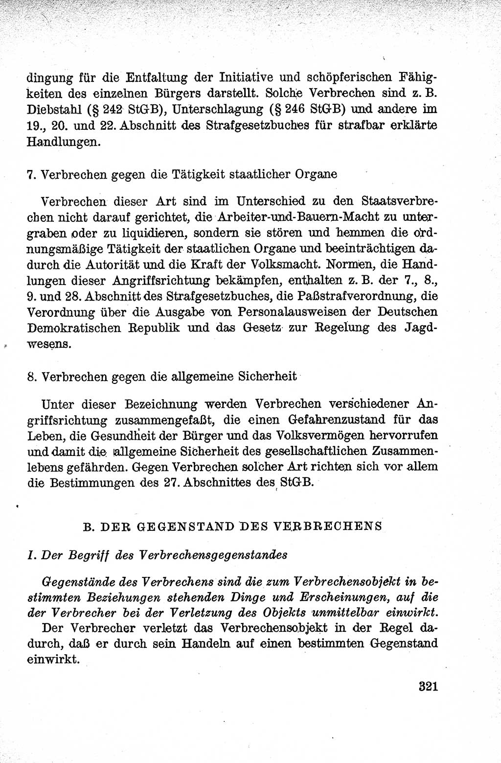Lehrbuch des Strafrechts der Deutschen Demokratischen Republik (DDR), Allgemeiner Teil 1959, Seite 321 (Lb. Strafr. DDR AT 1959, S. 321)