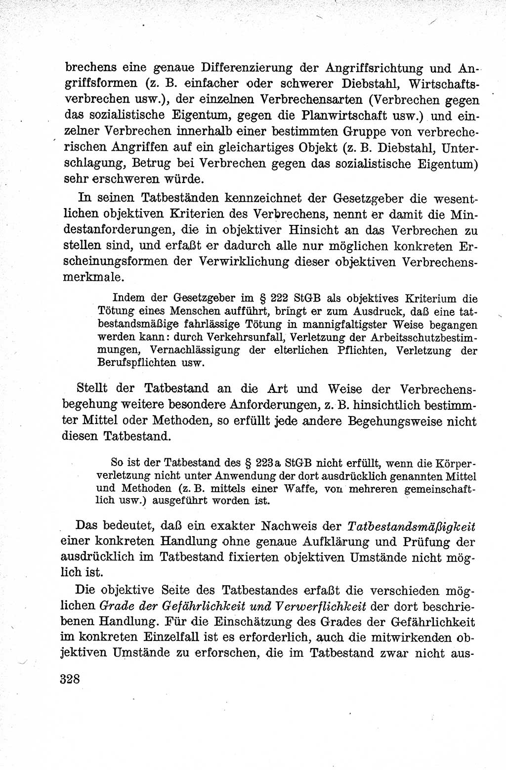Lehrbuch des Strafrechts der Deutschen Demokratischen Republik (DDR), Allgemeiner Teil 1959, Seite 328 (Lb. Strafr. DDR AT 1959, S. 328)