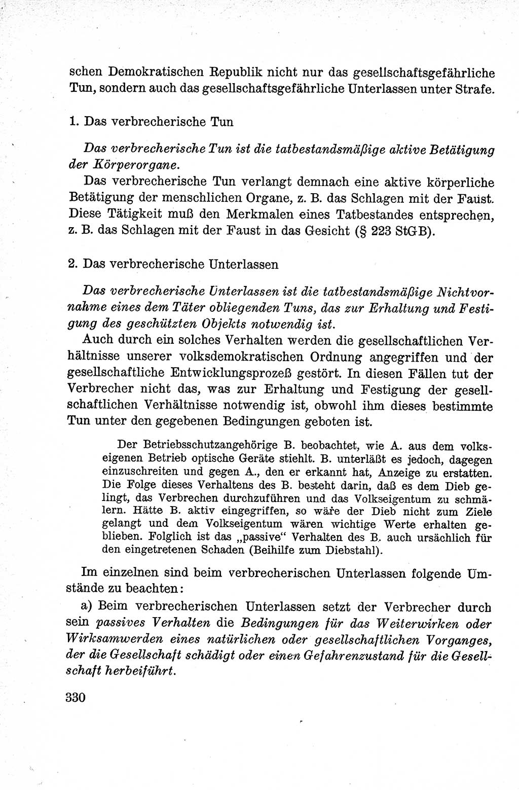 Lehrbuch des Strafrechts der Deutschen Demokratischen Republik (DDR), Allgemeiner Teil 1959, Seite 330 (Lb. Strafr. DDR AT 1959, S. 330)