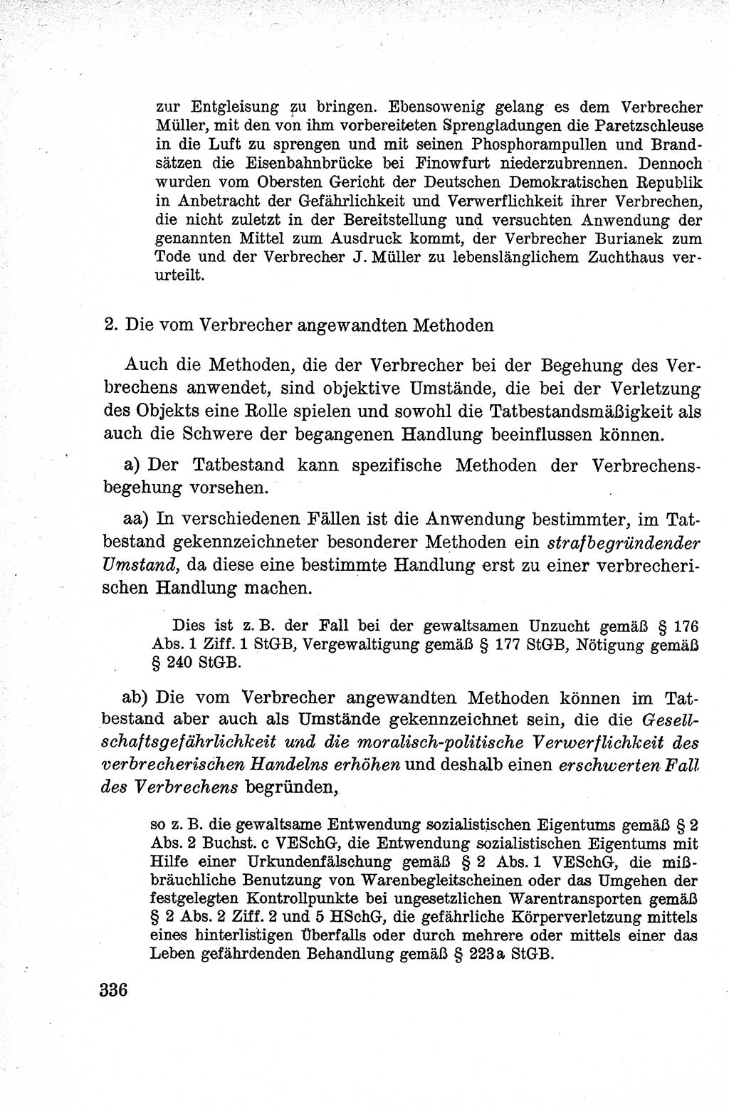 Lehrbuch des Strafrechts der Deutschen Demokratischen Republik (DDR), Allgemeiner Teil 1959, Seite 336 (Lb. Strafr. DDR AT 1959, S. 336)