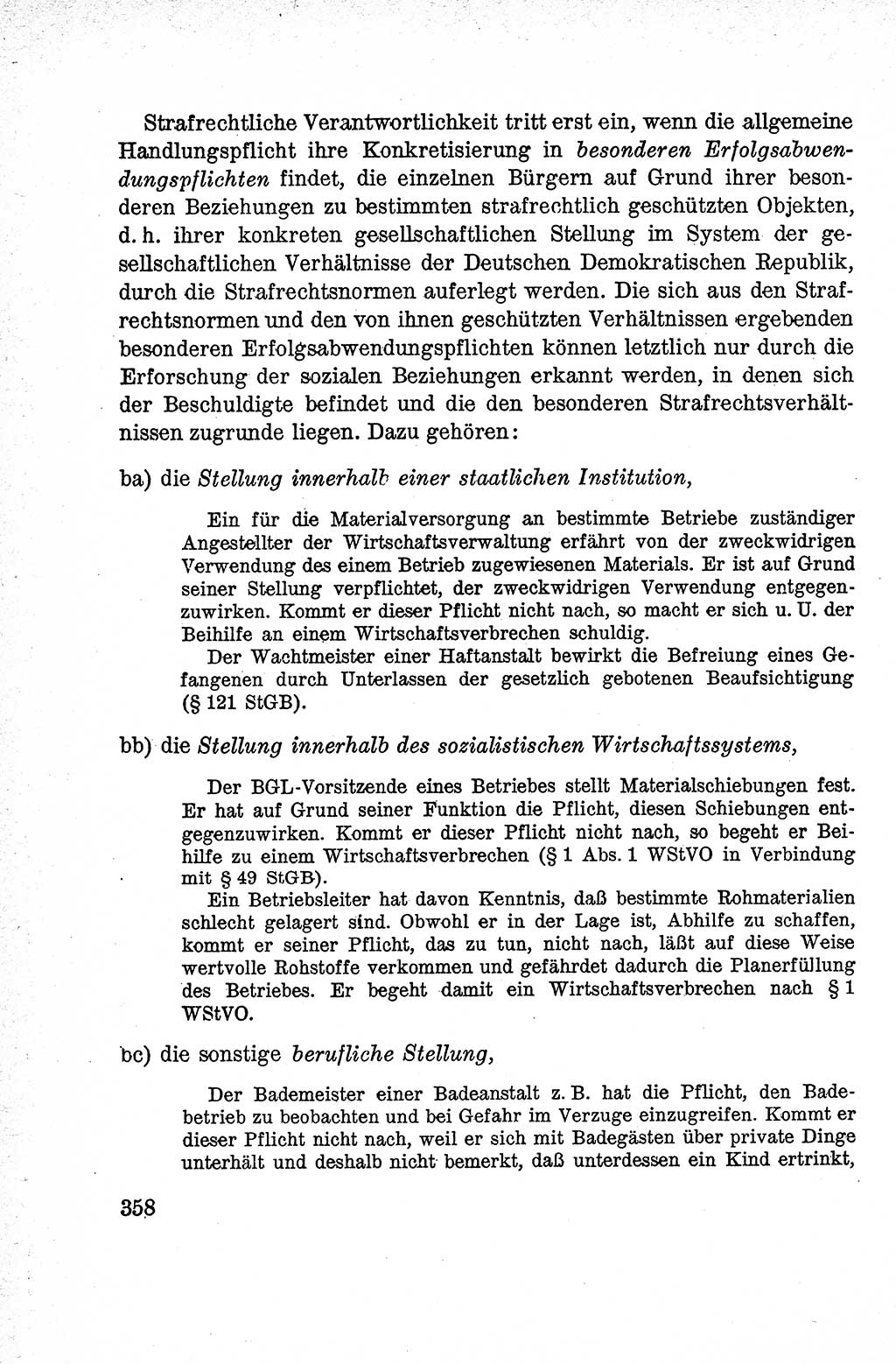 Lehrbuch des Strafrechts der Deutschen Demokratischen Republik (DDR), Allgemeiner Teil 1959, Seite 358 (Lb. Strafr. DDR AT 1959, S. 358)